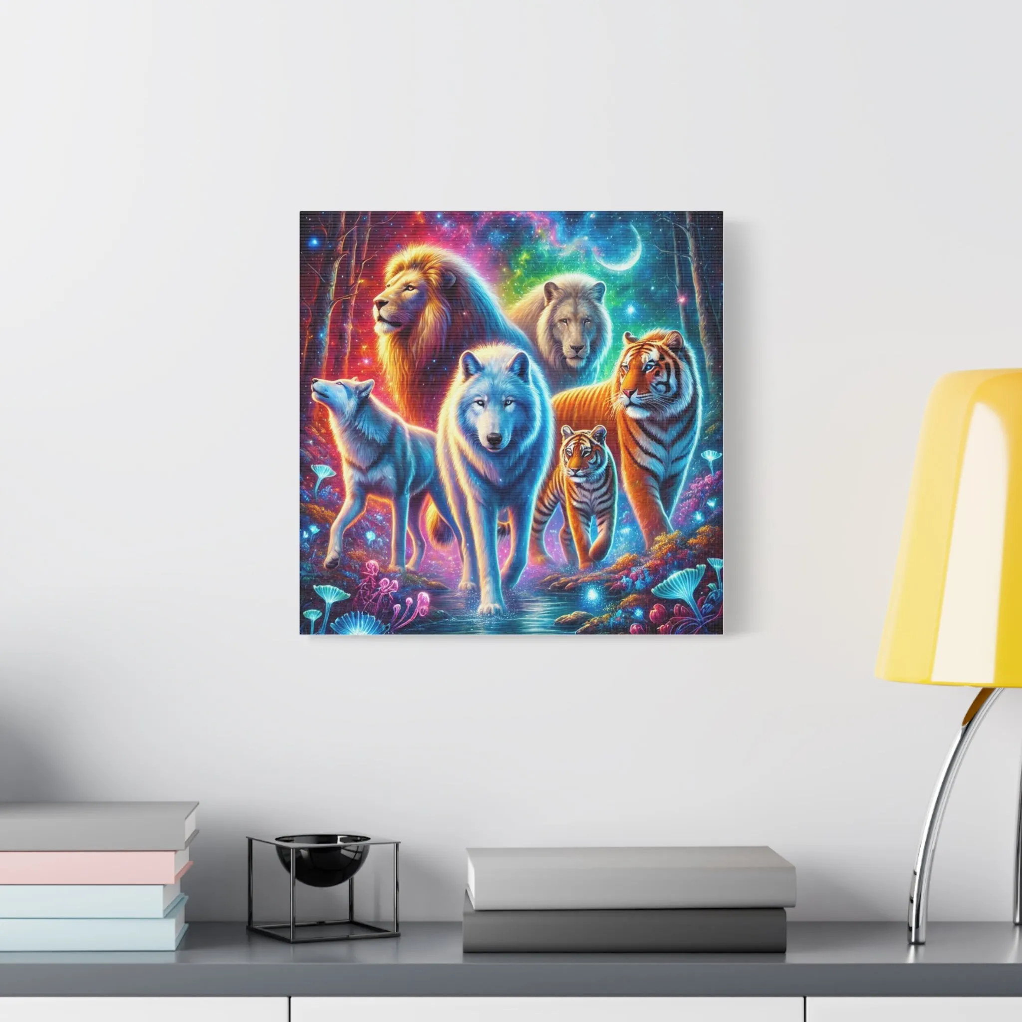 Vibrant Animal Art Canvas - Cosmic Jungle Collection, Gifts for friends, Gifts for love ones, Home decoration, Office decoration