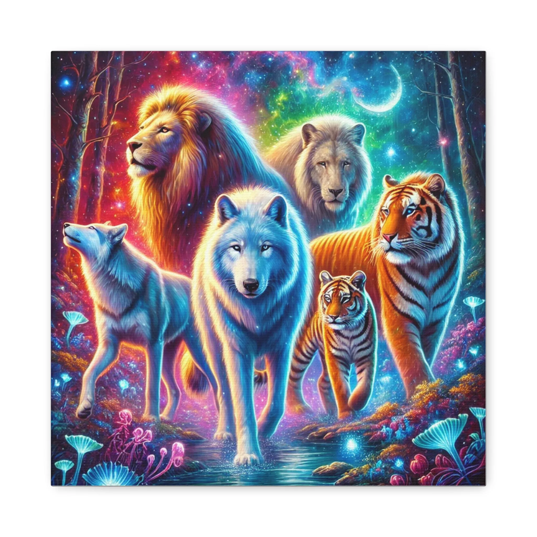 Vibrant Animal Art Canvas - Cosmic Jungle Collection, Gifts for friends, Gifts for love ones, Home decoration, Office decoration