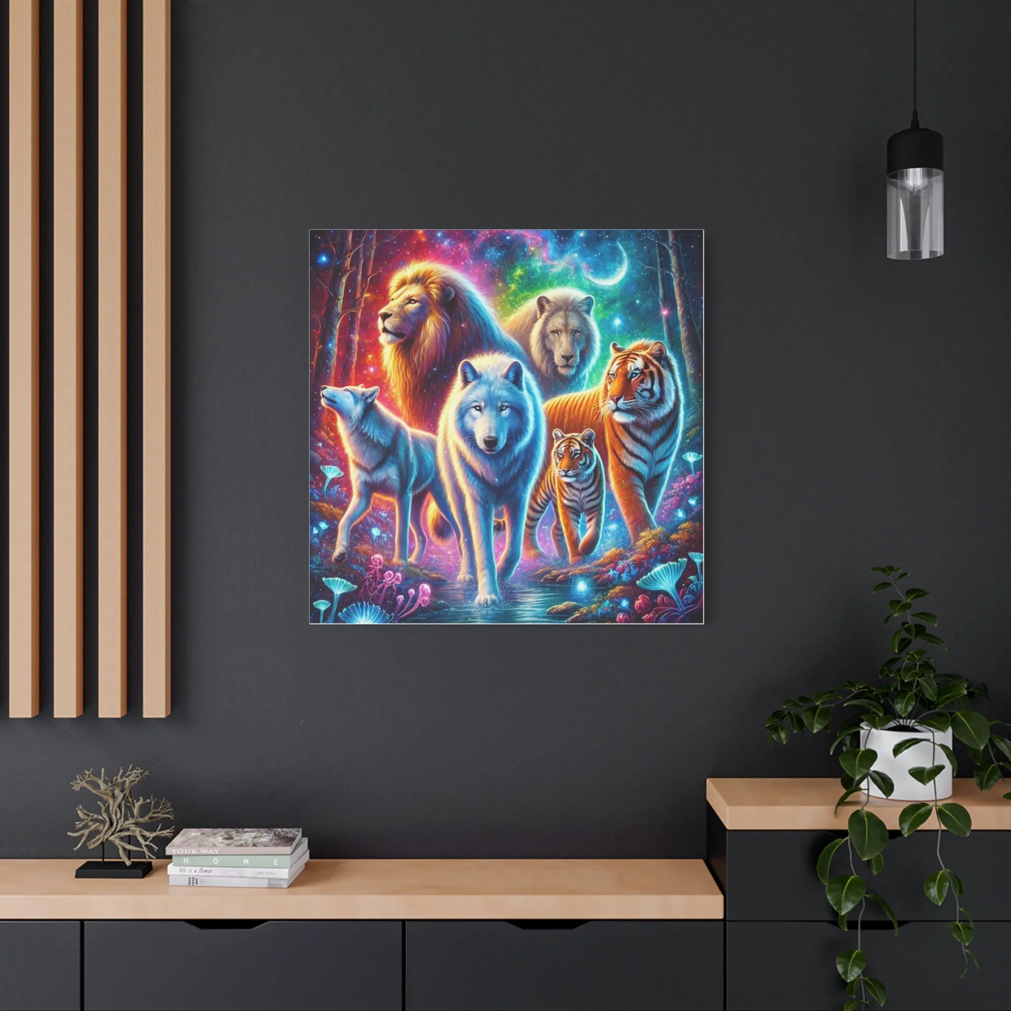 Vibrant Animal Art Canvas - Cosmic Jungle Collection, Gifts for friends, Gifts for love ones, Home decoration, Office decoration