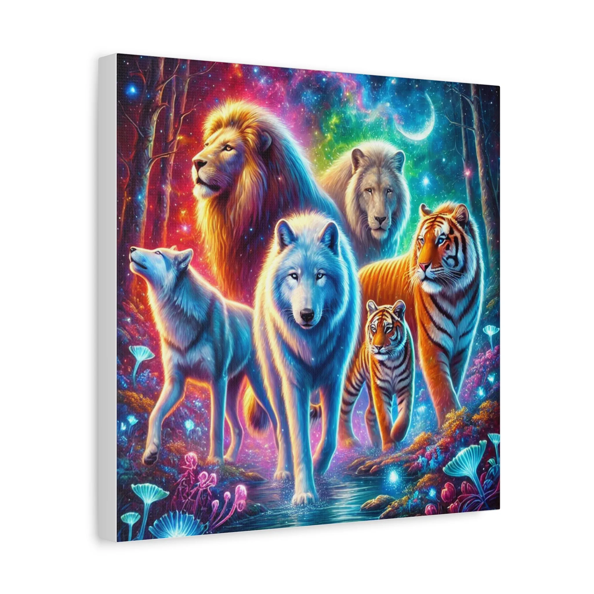 Vibrant Animal Art Canvas - Cosmic Jungle Collection, Gifts for friends, Gifts for love ones, Home decoration, Office decoration