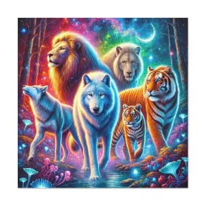 Vibrant Animal Art Canvas - Cosmic Jungle Collection, Gifts for friends, Gifts for love ones, Home decoration, Office decoration