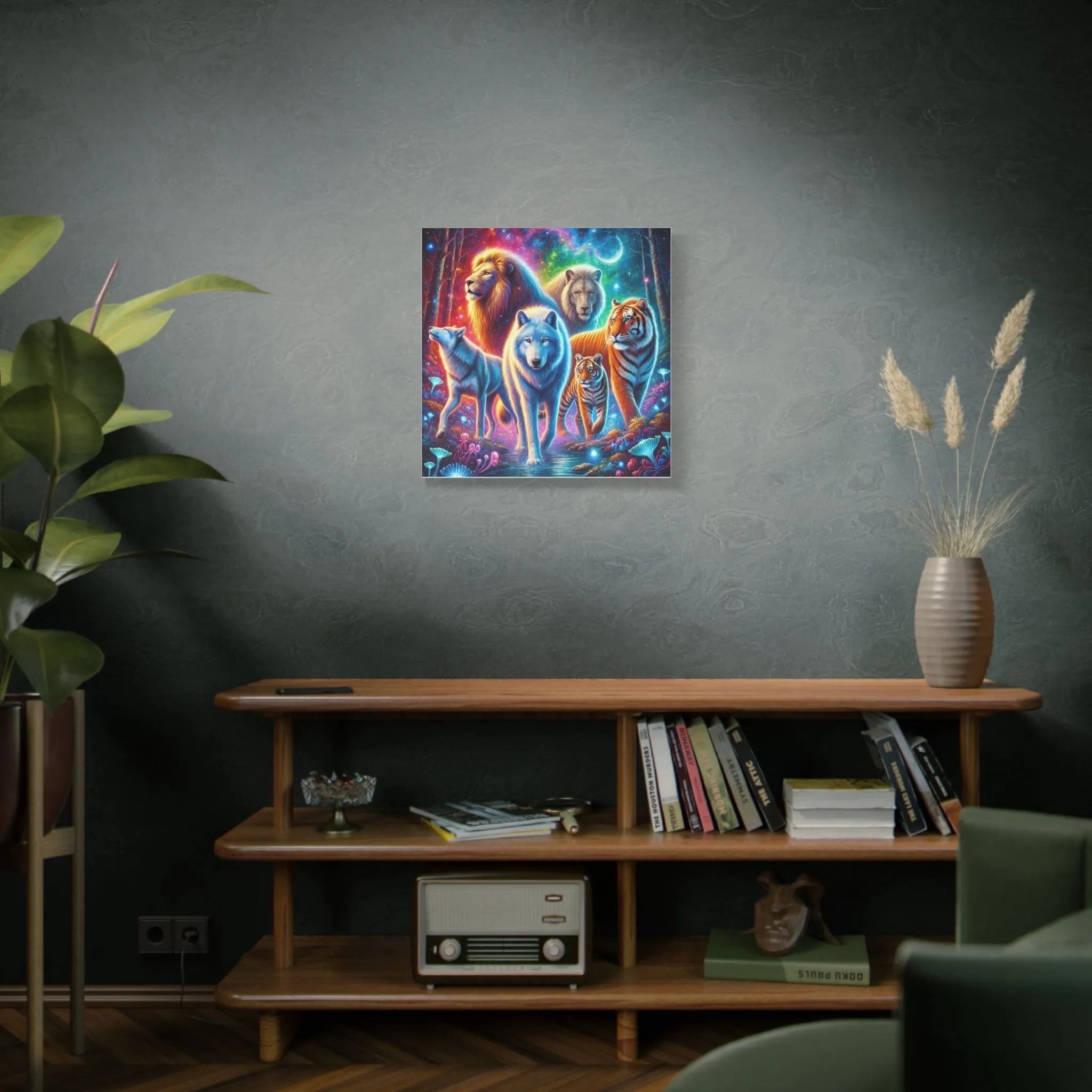 Vibrant Animal Art Canvas - Cosmic Jungle Collection, Gifts for friends, Gifts for love ones, Home decoration, Office decoration