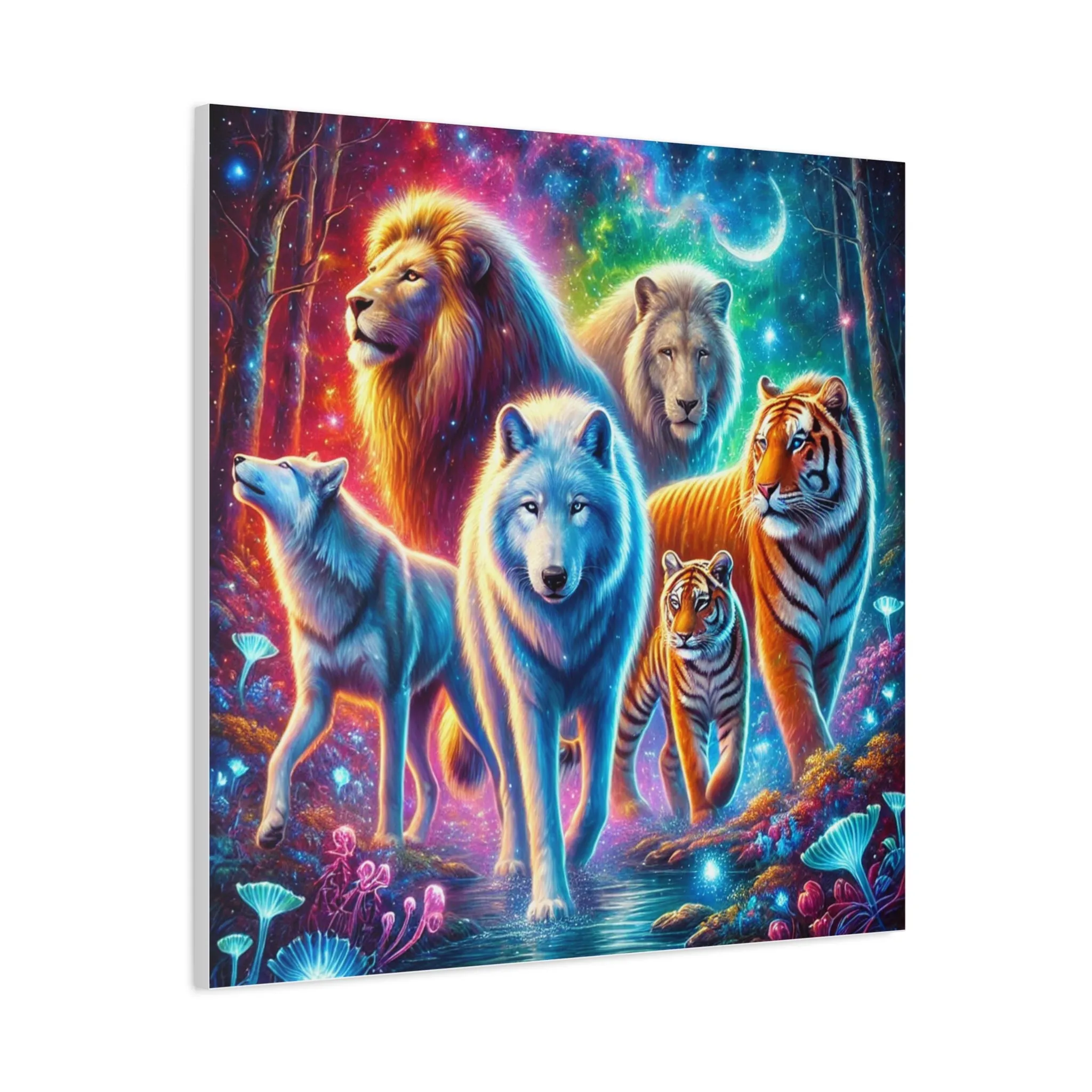 Vibrant Animal Art Canvas - Cosmic Jungle Collection, Gifts for friends, Gifts for love ones, Home decoration, Office decoration