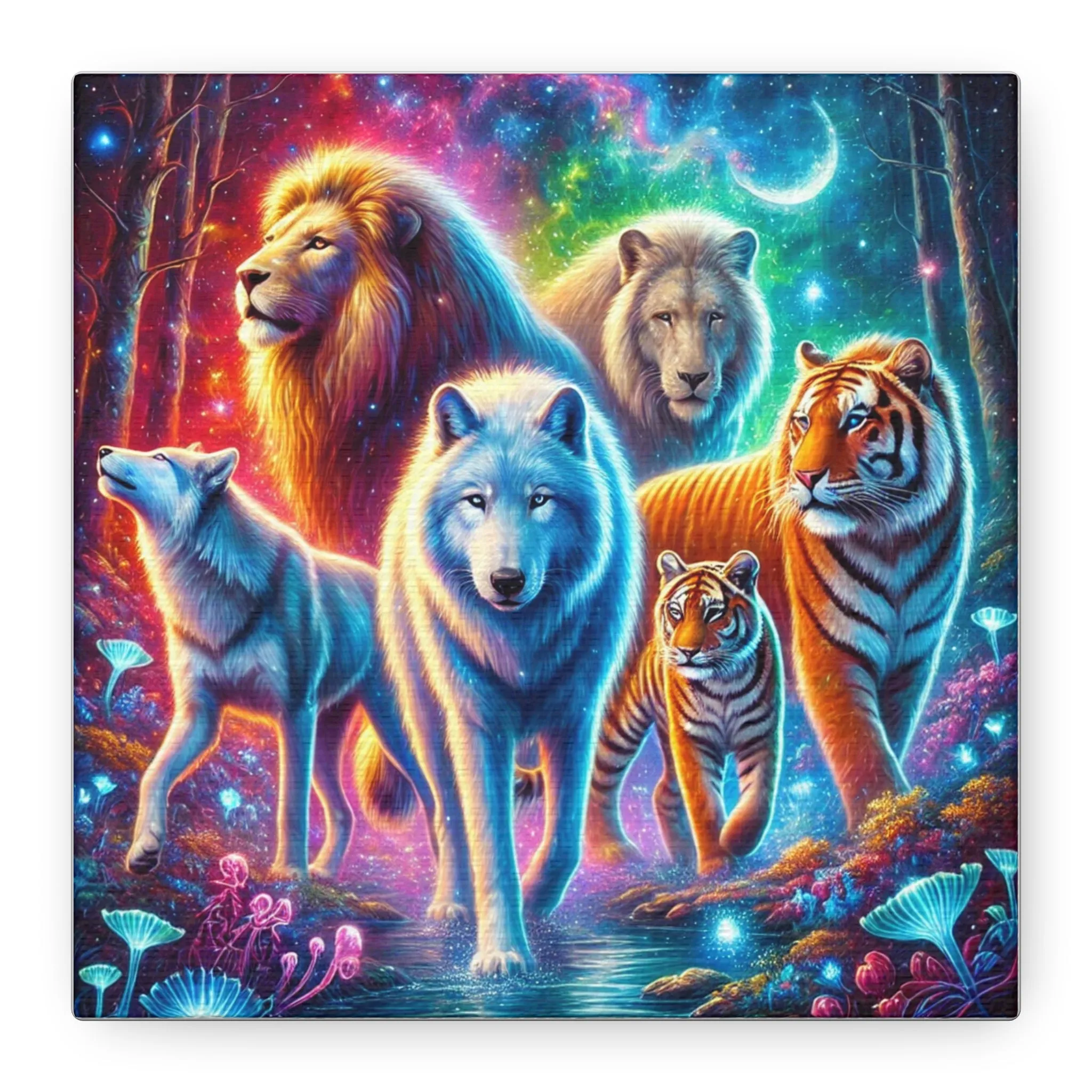 Vibrant Animal Art Canvas - Cosmic Jungle Collection, Gifts for friends, Gifts for love ones, Home decoration, Office decoration