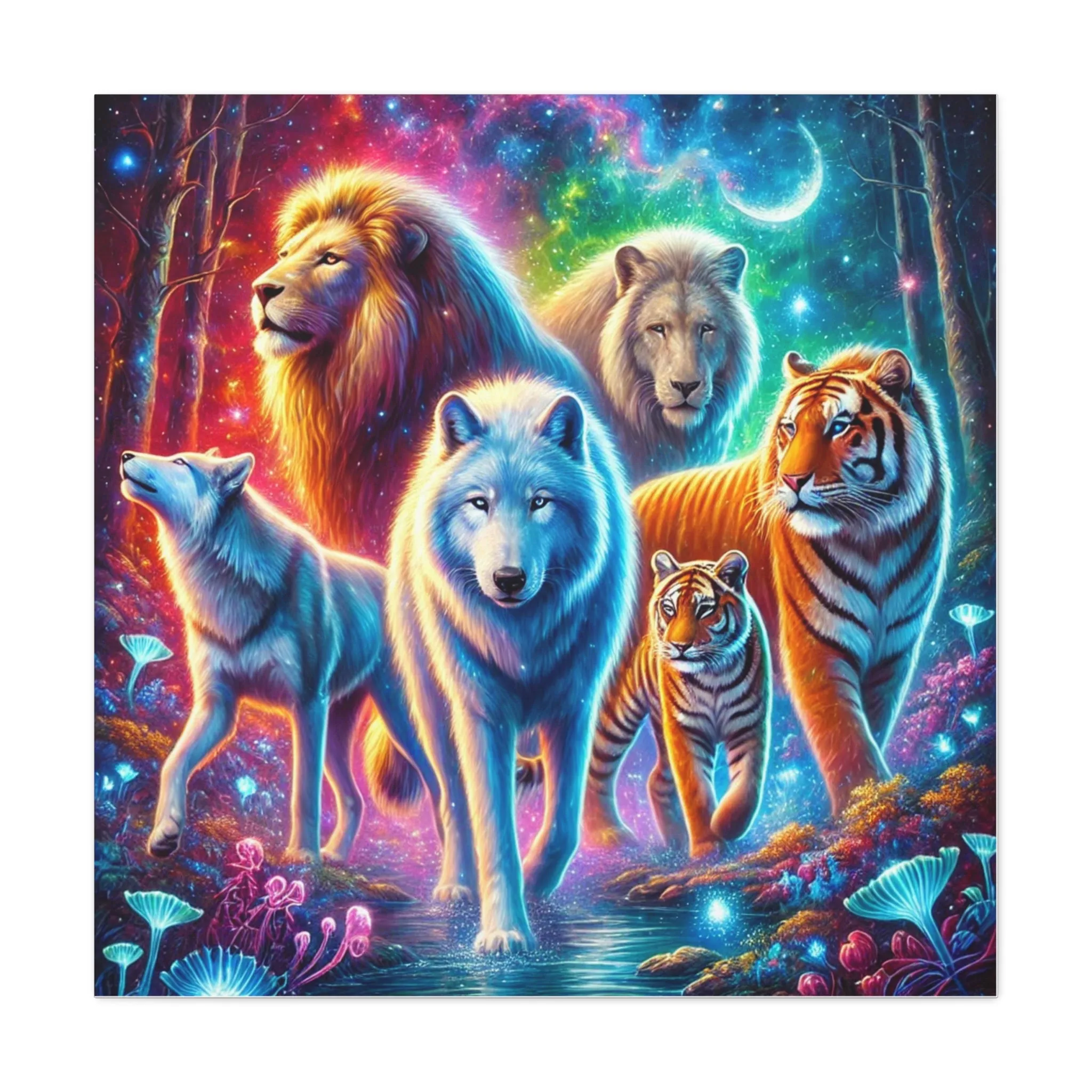 Vibrant Animal Art Canvas - Cosmic Jungle Collection, Gifts for friends, Gifts for love ones, Home decoration, Office decoration