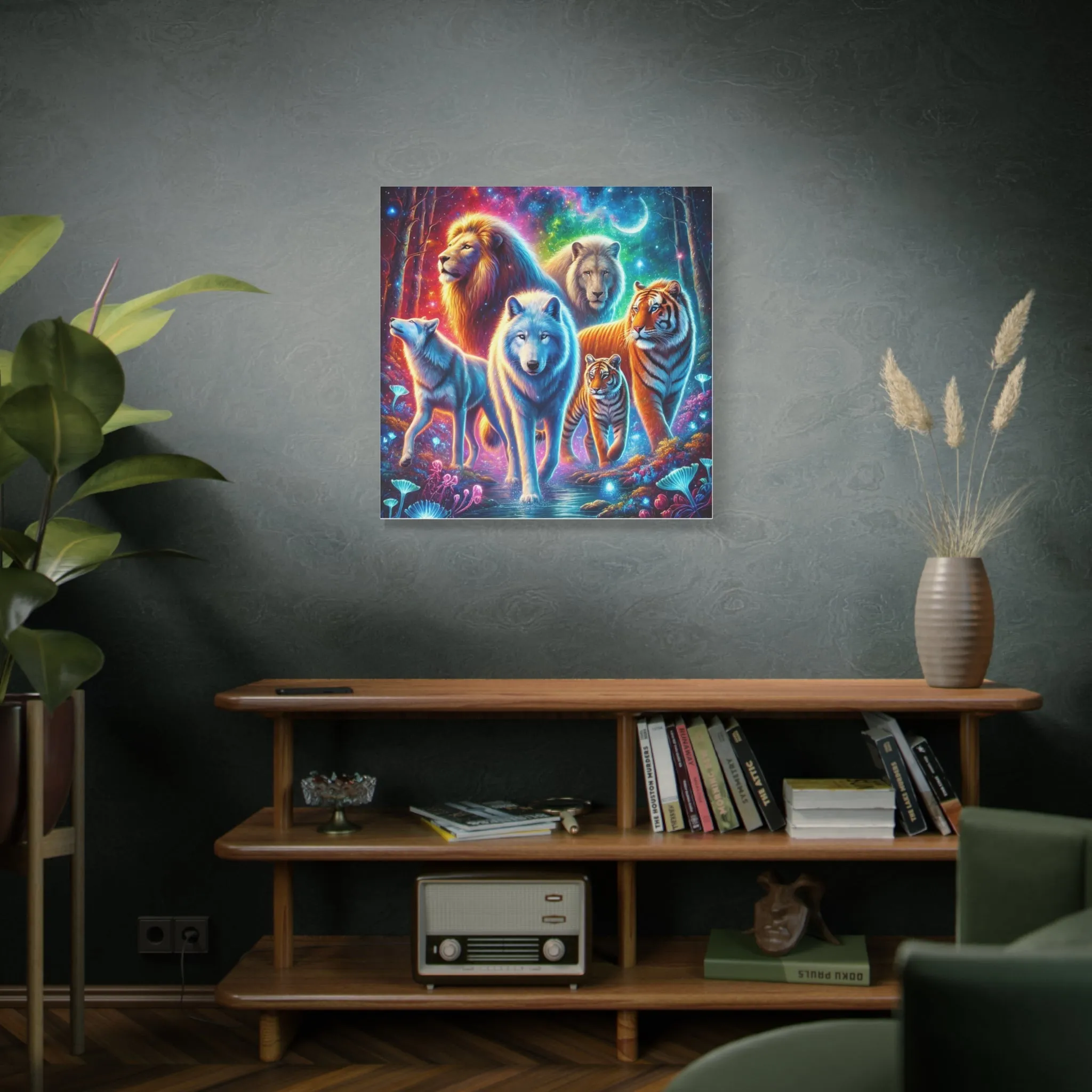 Vibrant Animal Art Canvas - Cosmic Jungle Collection, Gifts for friends, Gifts for love ones, Home decoration, Office decoration
