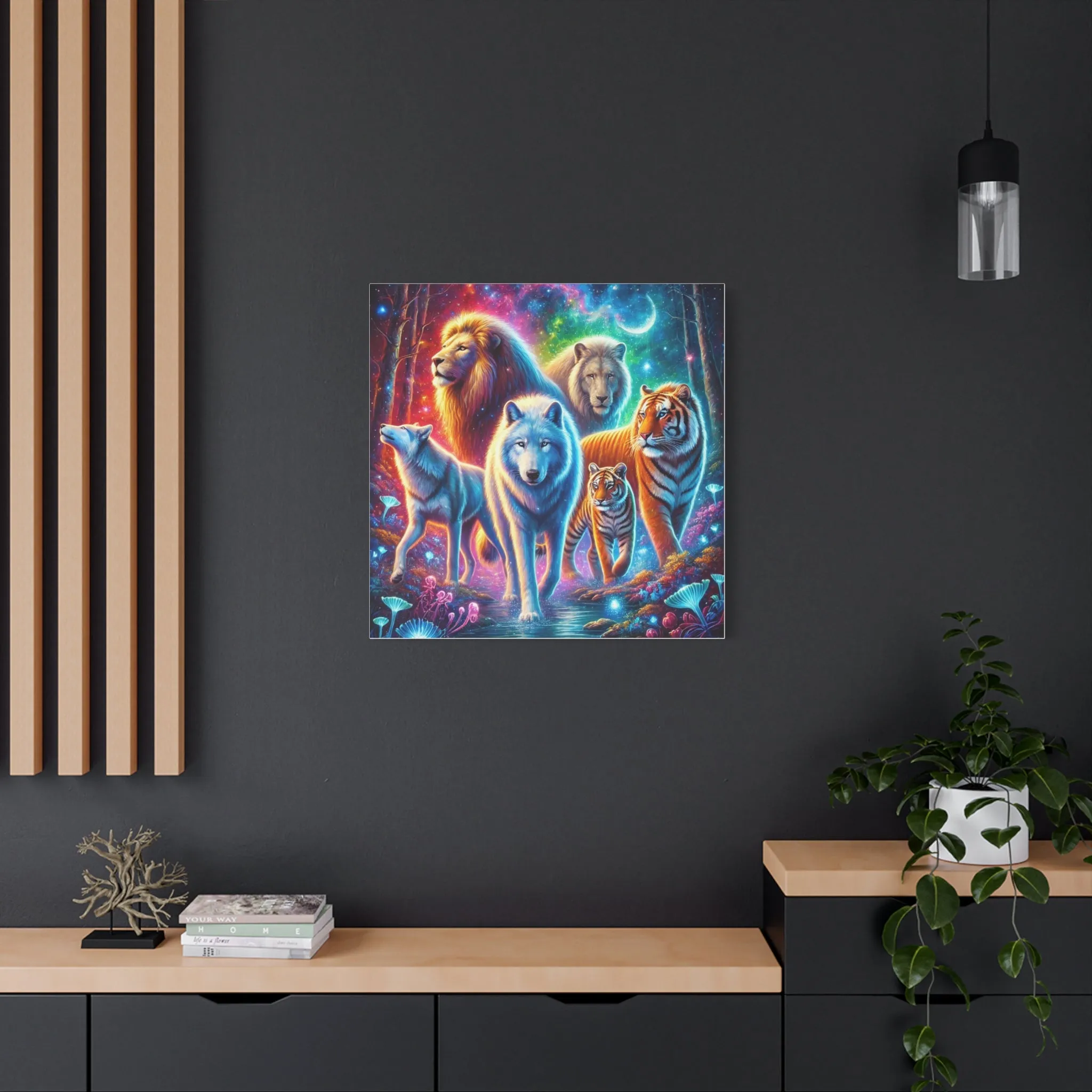 Vibrant Animal Art Canvas - Cosmic Jungle Collection, Gifts for friends, Gifts for love ones, Home decoration, Office decoration