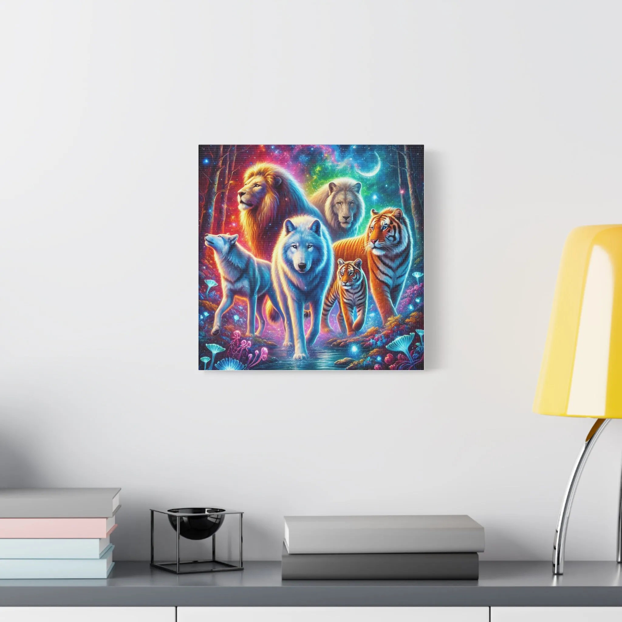 Vibrant Animal Art Canvas - Cosmic Jungle Collection, Gifts for friends, Gifts for love ones, Home decoration, Office decoration