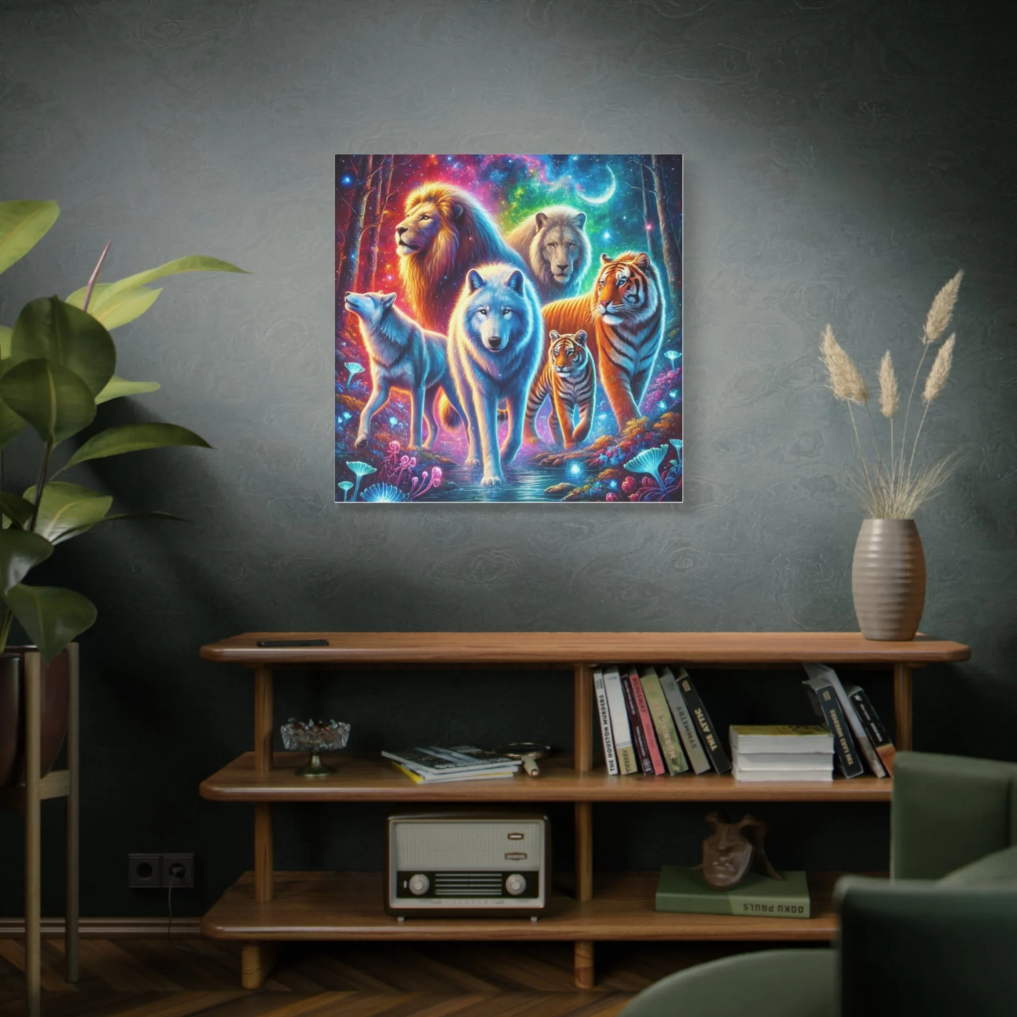 Vibrant Animal Art Canvas - Cosmic Jungle Collection, Gifts for friends, Gifts for love ones, Home decoration, Office decoration