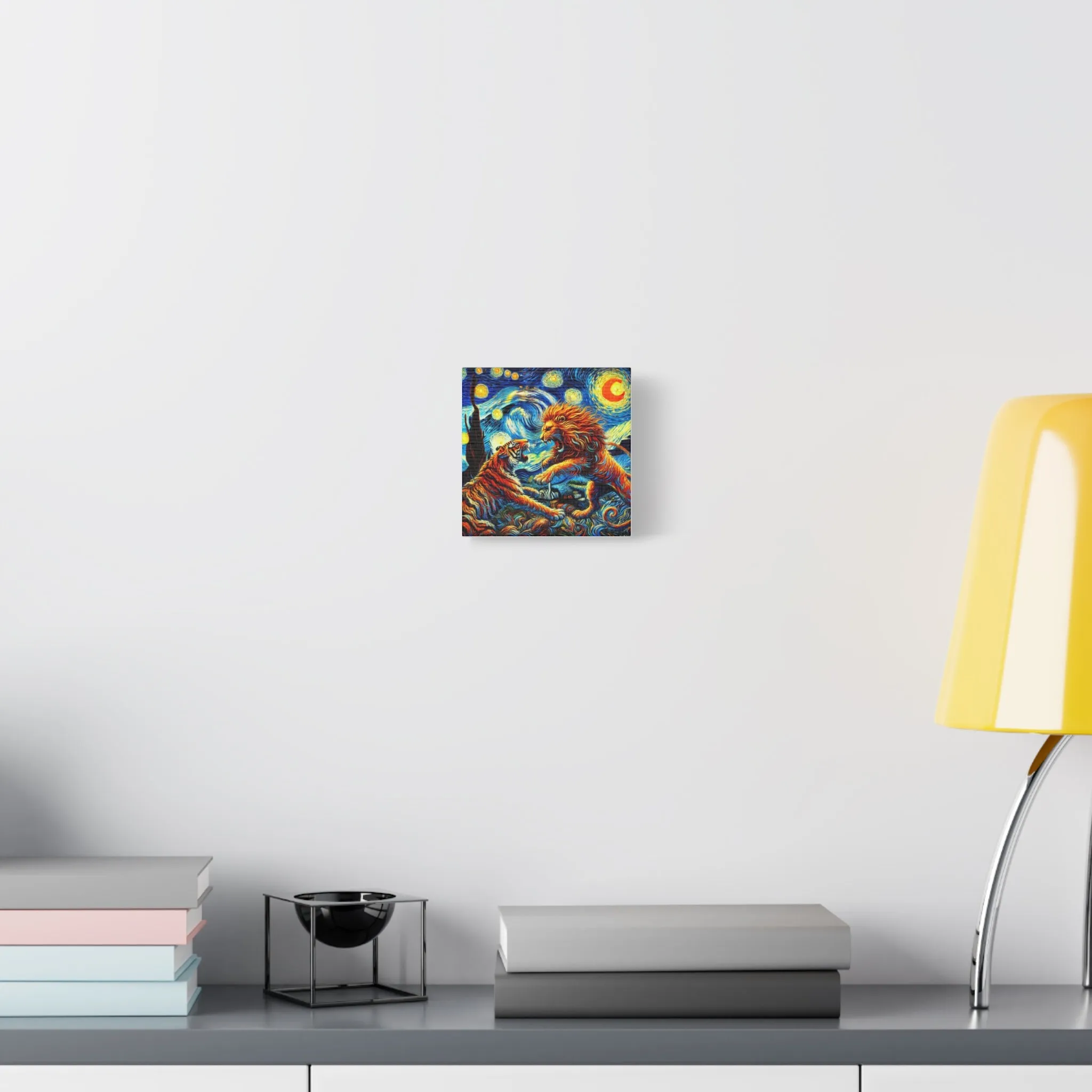 Vibrant Animal Art Canvas - Tiger vs Lion Stretched Print, Gifts for friends, Gifts for love ones, Home decoration, Office decoration