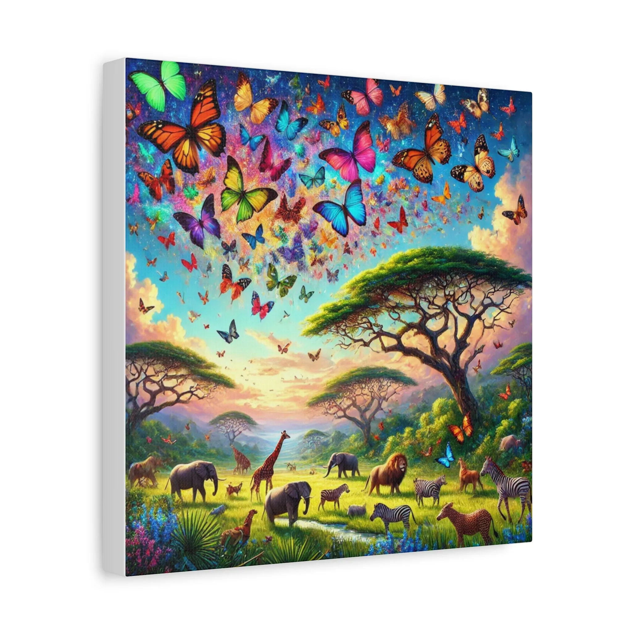 Vibrant Animal Paradise Canvas Art - Nature & Butterfly Wall Décor, Gifts for friends, Gifts for love ones, Home decoration, Office decoration