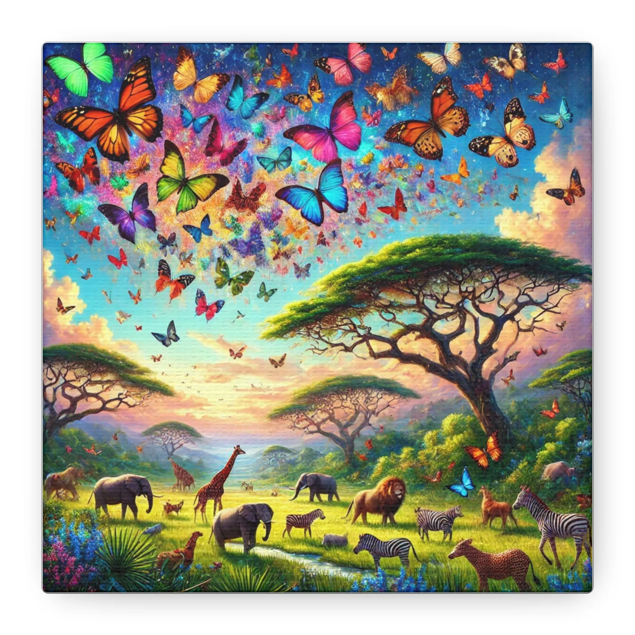 Vibrant Animal Paradise Canvas Art - Nature & Butterfly Wall Décor, Gifts for friends, Gifts for love ones, Home decoration, Office decoration