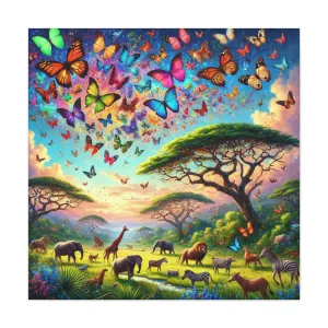 Vibrant Animal Paradise Canvas Art - Nature & Butterfly Wall Décor, Gifts for friends, Gifts for love ones, Home decoration, Office decoration