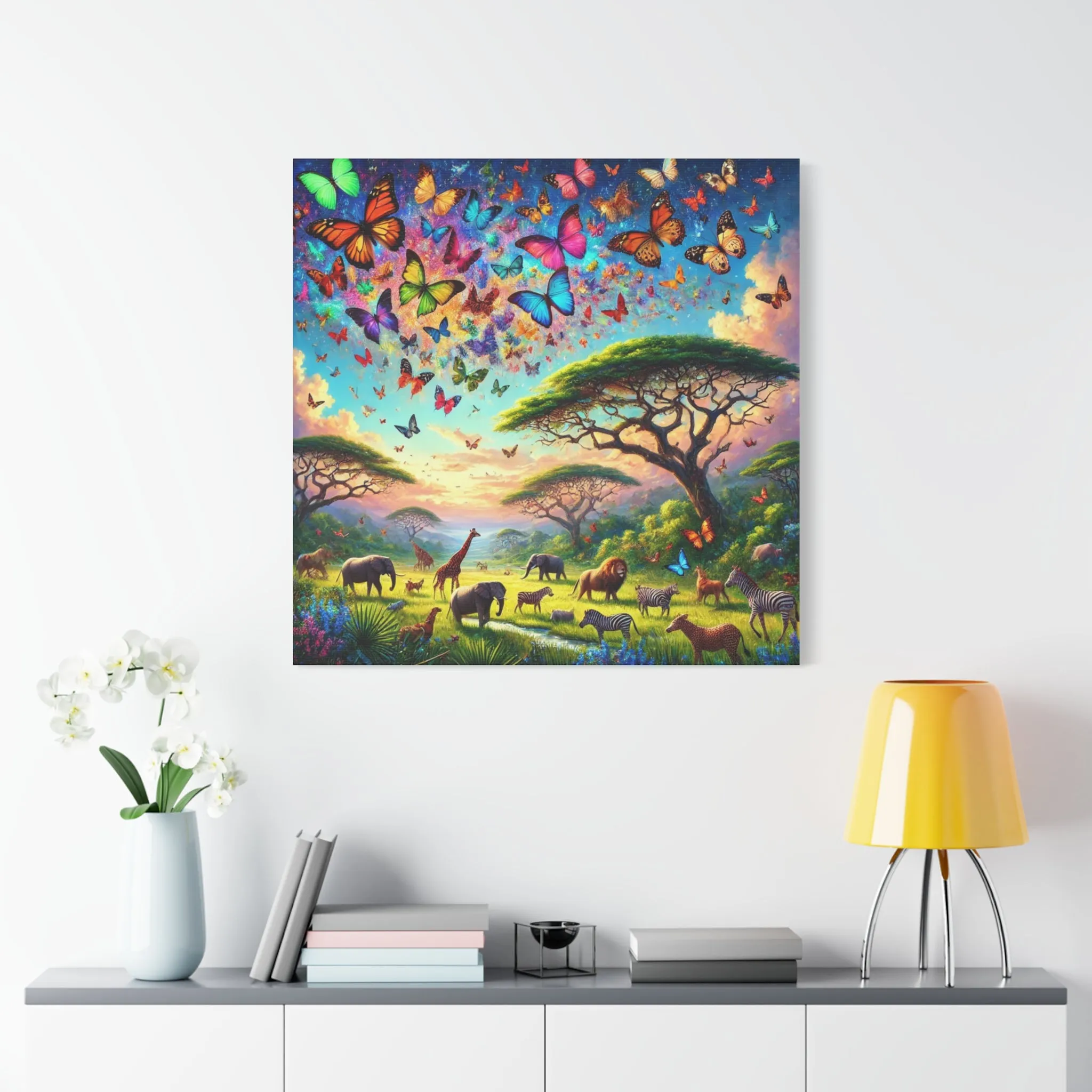 Vibrant Animal Paradise Canvas Art - Nature & Butterfly Wall Décor, Gifts for friends, Gifts for love ones, Home decoration, Office decoration