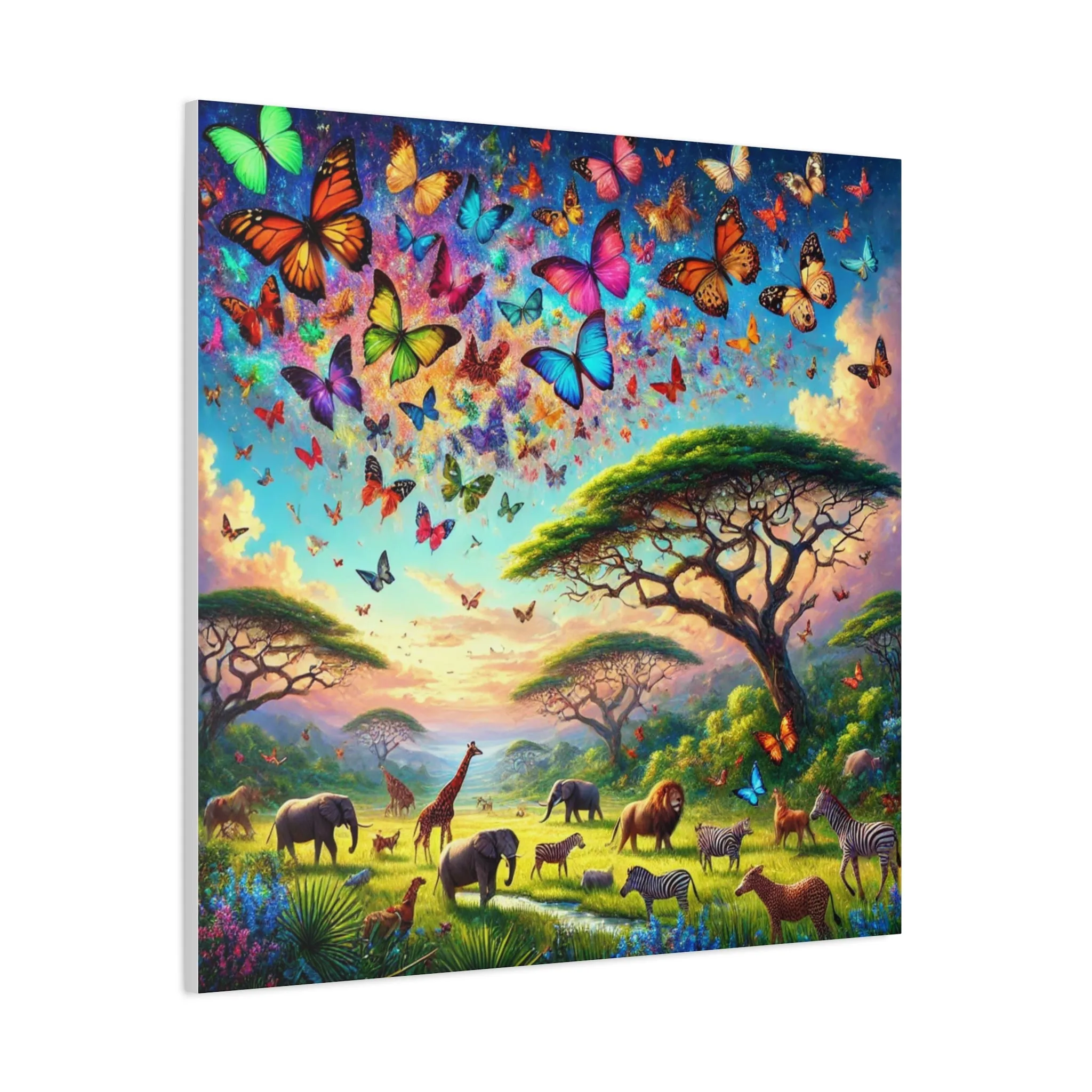 Vibrant Animal Paradise Canvas Art - Nature & Butterfly Wall Décor, Gifts for friends, Gifts for love ones, Home decoration, Office decoration