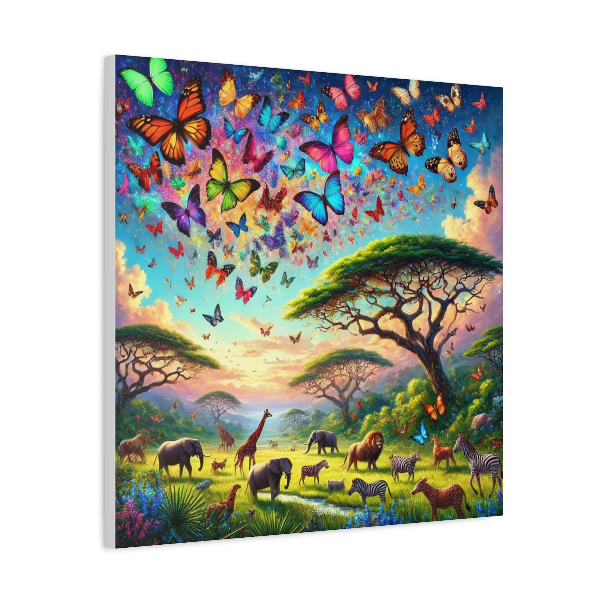 Vibrant Animal Paradise Canvas Art - Nature & Butterfly Wall Décor, Gifts for friends, Gifts for love ones, Home decoration, Office decoration