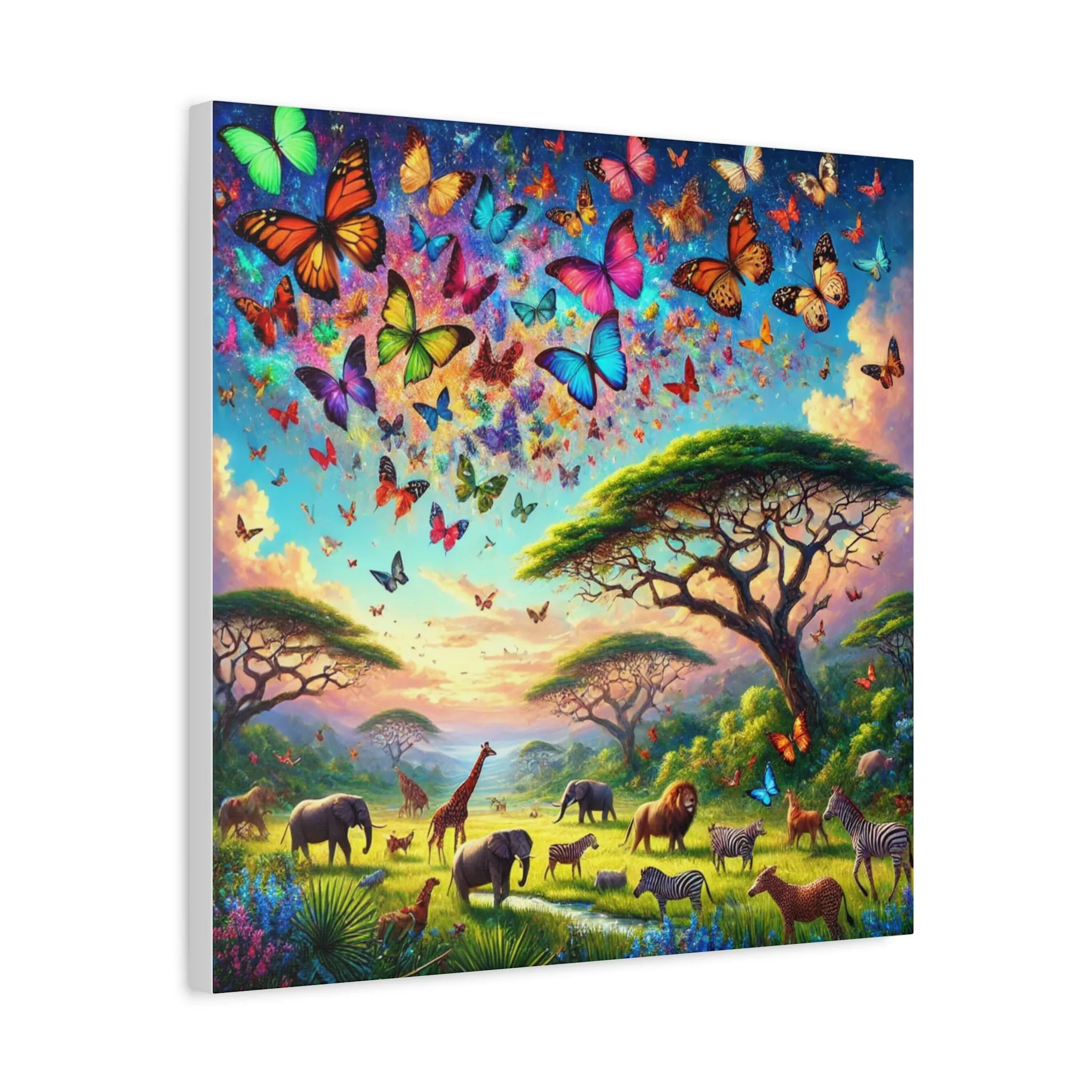 Vibrant Animal Paradise Canvas Art - Nature & Butterfly Wall Décor, Gifts for friends, Gifts for love ones, Home decoration, Office decoration