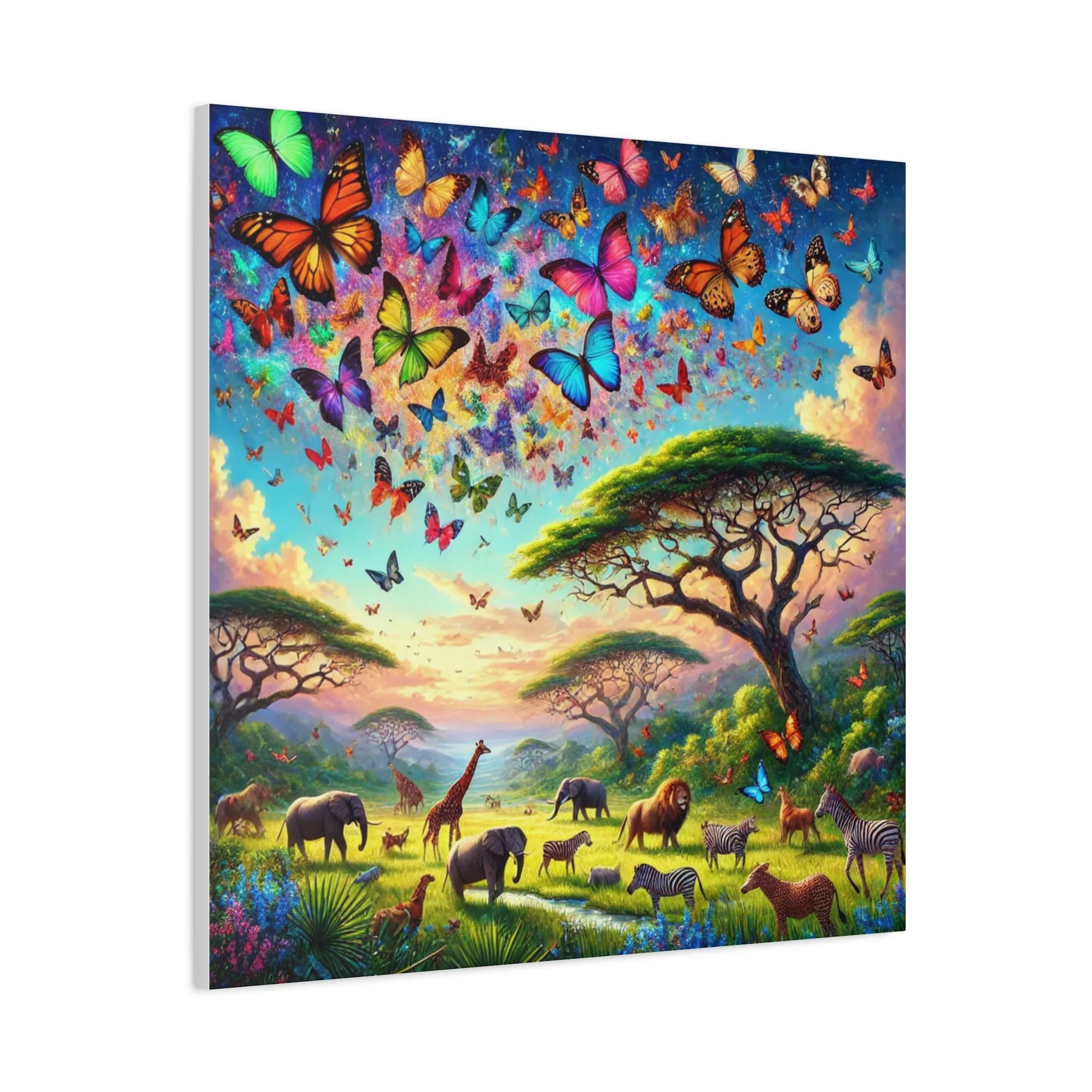 Vibrant Animal Paradise Canvas Art - Nature & Butterfly Wall Décor, Gifts for friends, Gifts for love ones, Home decoration, Office decoration