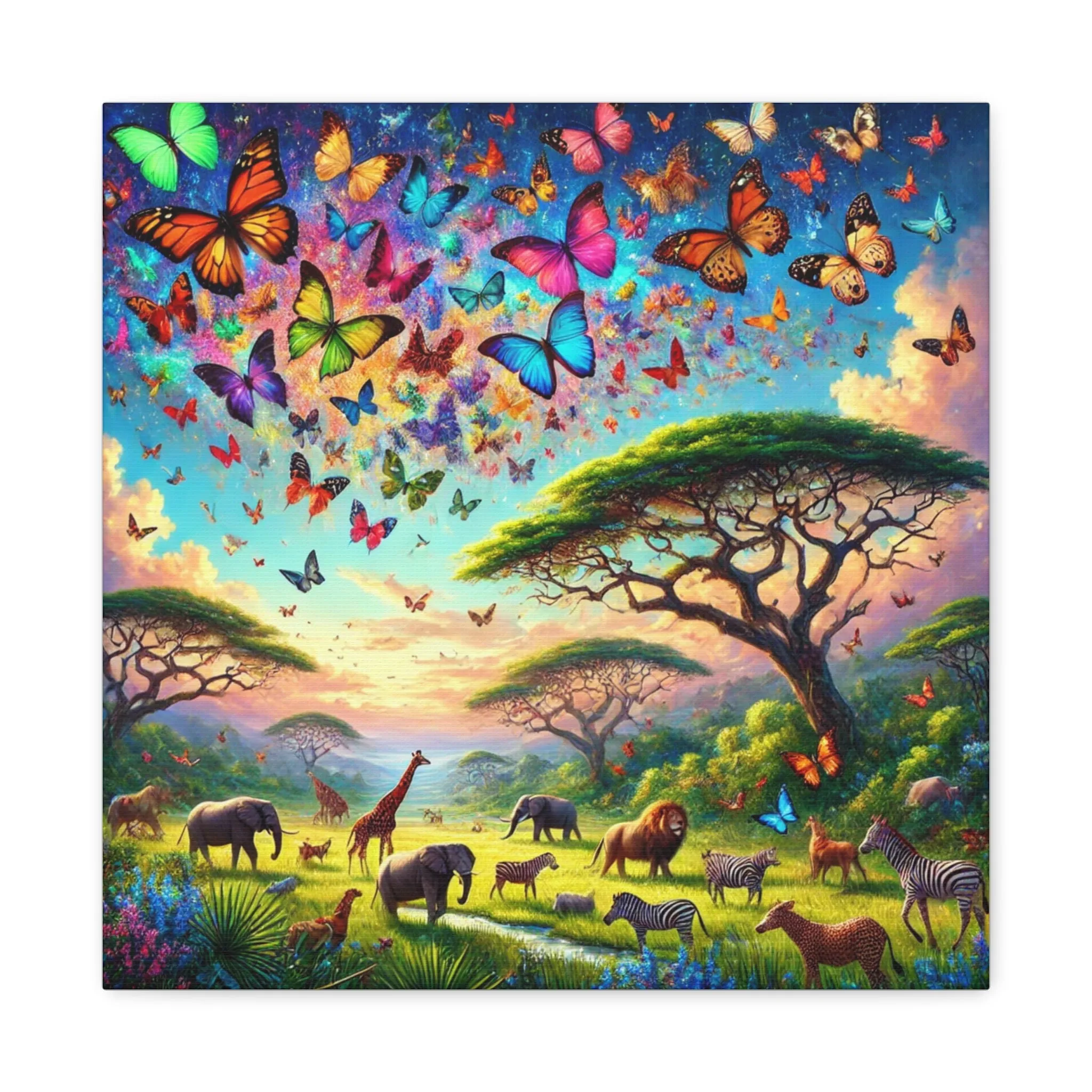 Vibrant Animal Paradise Canvas Art - Nature & Butterfly Wall Décor, Gifts for friends, Gifts for love ones, Home decoration, Office decoration