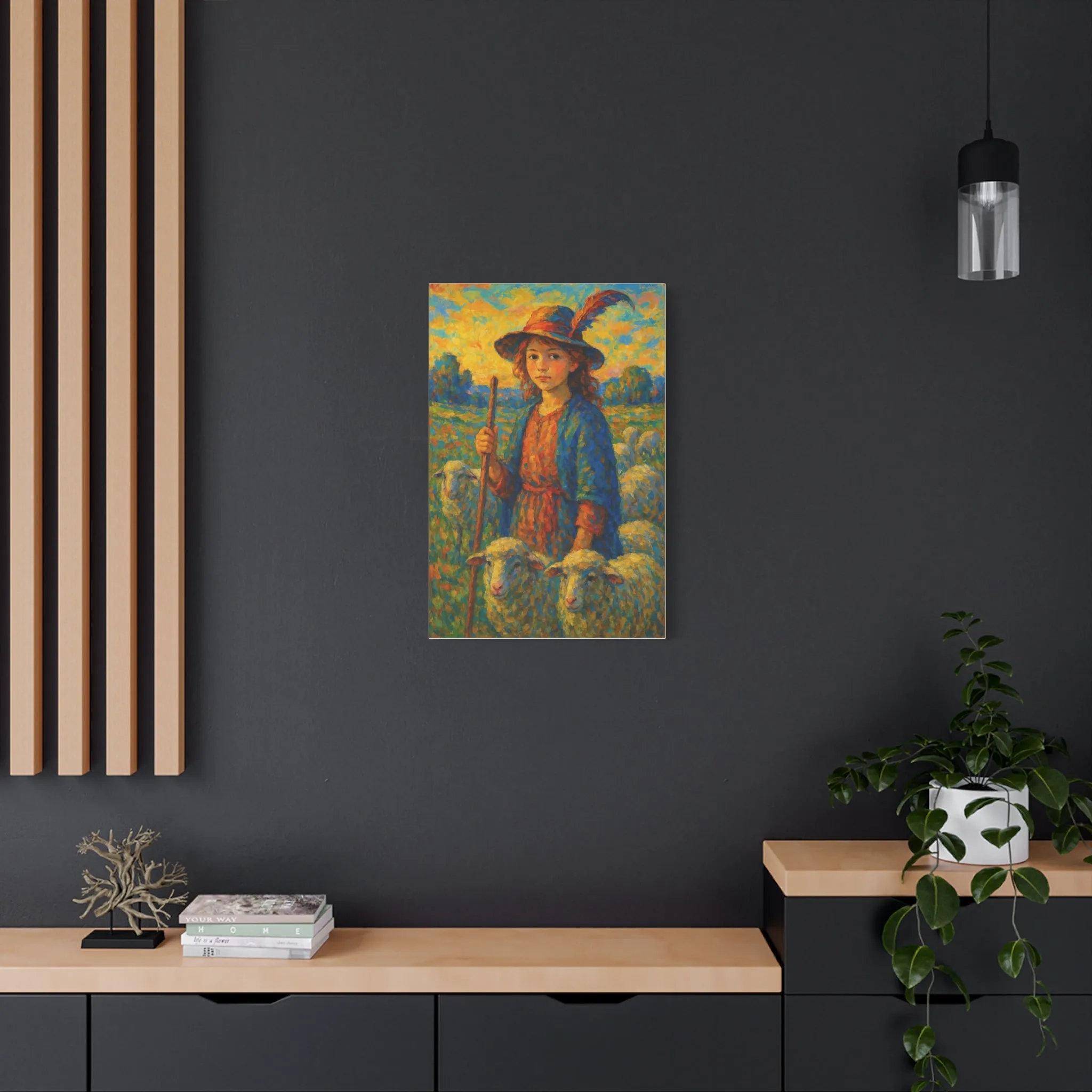 Vibrant Sheep Girl Canvas Art - Stretched Wall Decor, Gifts for friends, Gifts for love ones, Home decoration, Office decoration