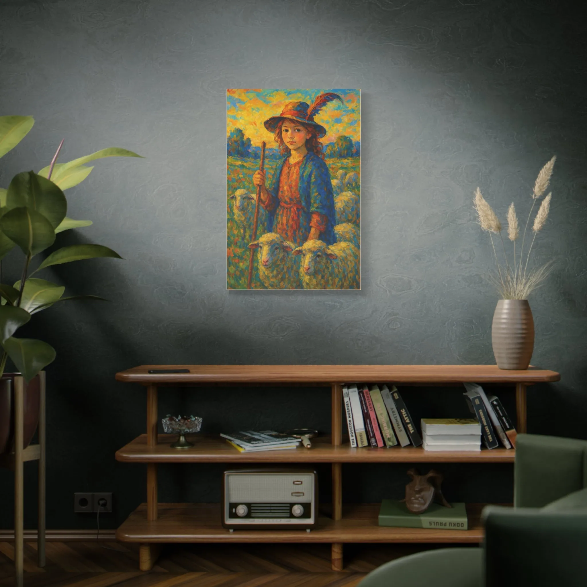 Vibrant Sheep Girl Canvas Art - Stretched Wall Decor, Gifts for friends, Gifts for love ones, Home decoration, Office decoration