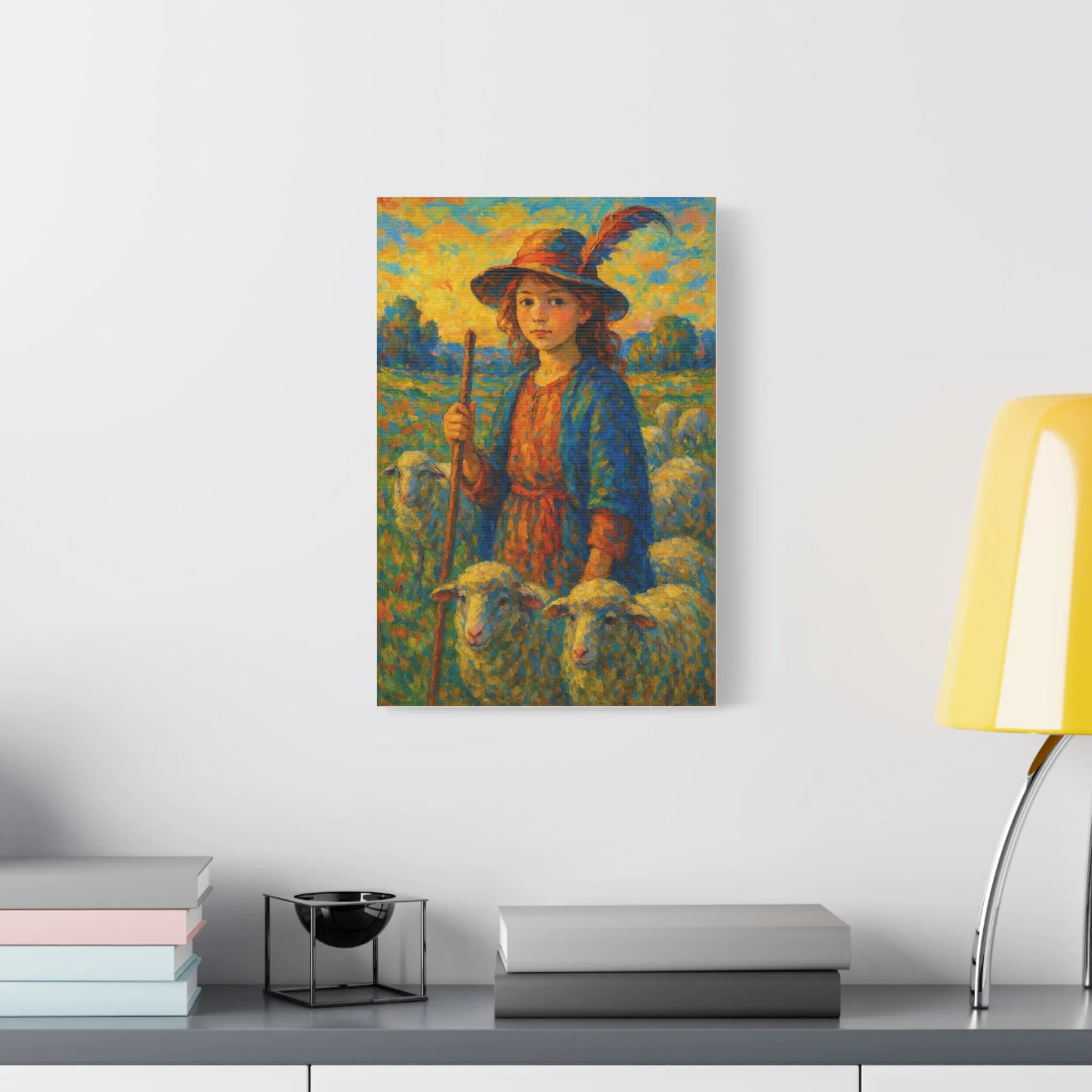 Vibrant Sheep Girl Canvas Art - Stretched Wall Decor, Gifts for friends, Gifts for love ones, Home decoration, Office decoration