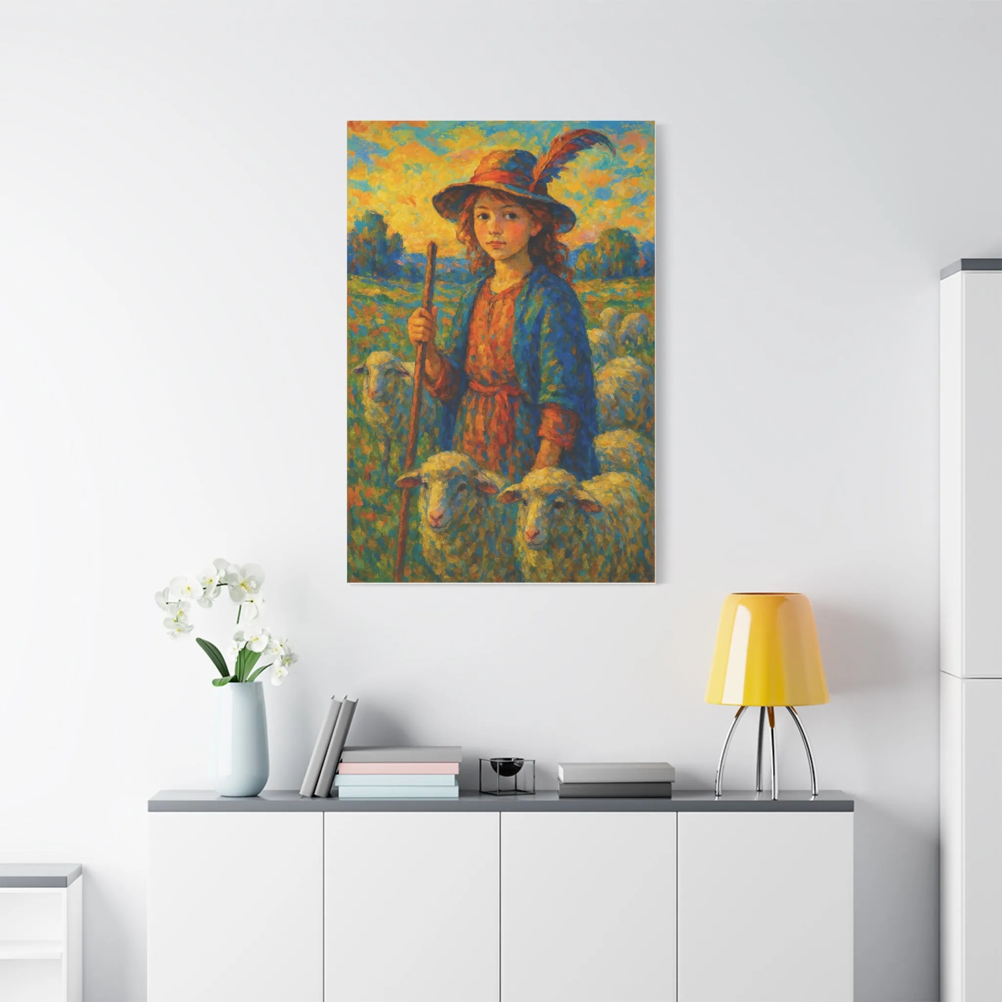 Vibrant Sheep Girl Canvas Art - Stretched Wall Decor, Gifts for friends, Gifts for love ones, Home decoration, Office decoration