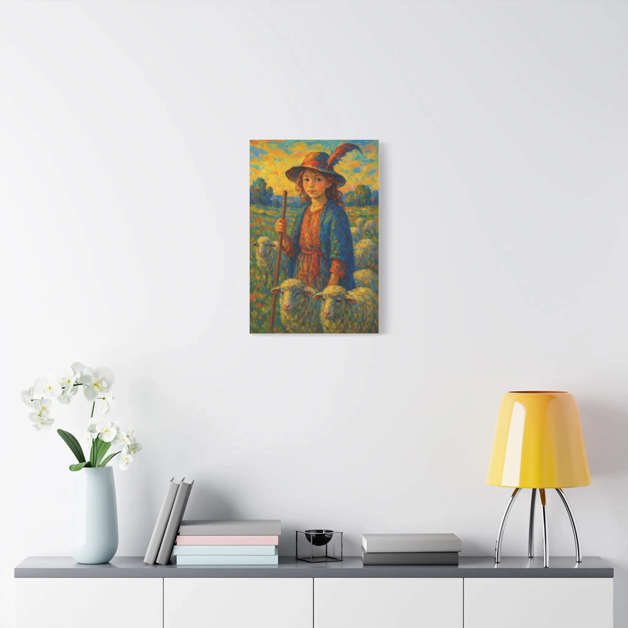 Vibrant Sheep Girl Canvas Art - Stretched Wall Decor, Gifts for friends, Gifts for love ones, Home decoration, Office decoration