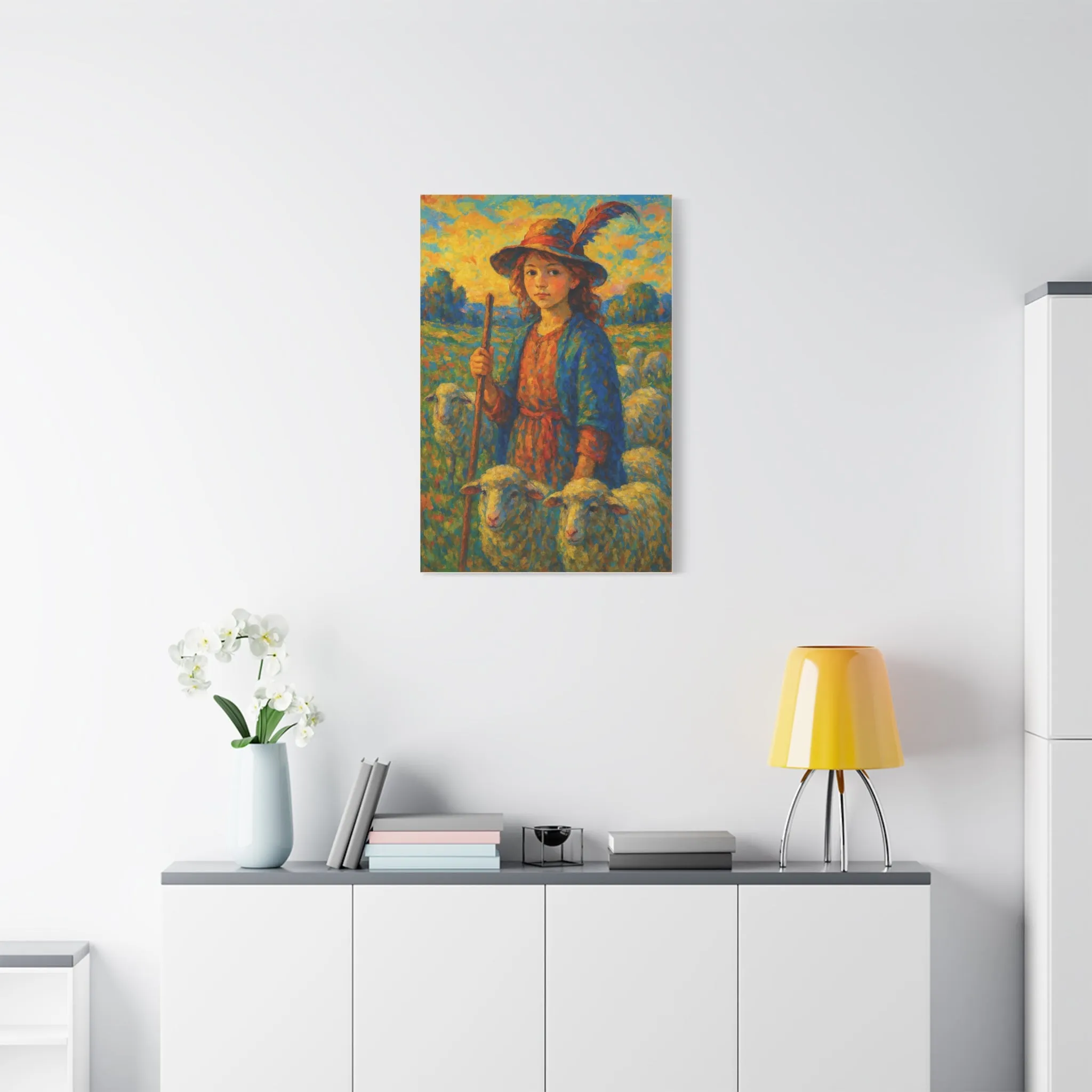 Vibrant Sheep Girl Canvas Art - Stretched Wall Decor, Gifts for friends, Gifts for love ones, Home decoration, Office decoration