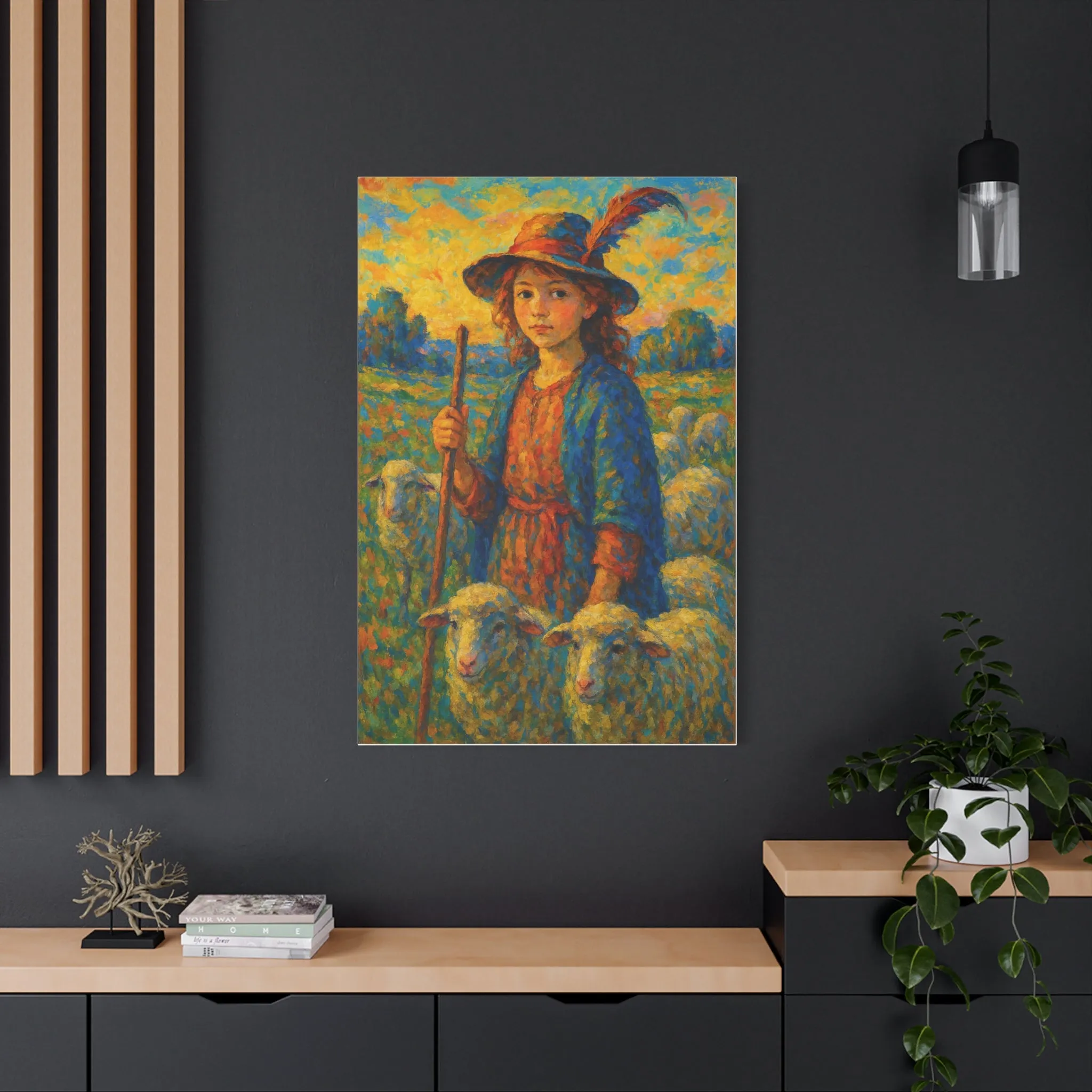 Vibrant Sheep Girl Canvas Art - Stretched Wall Decor, Gifts for friends, Gifts for love ones, Home decoration, Office decoration