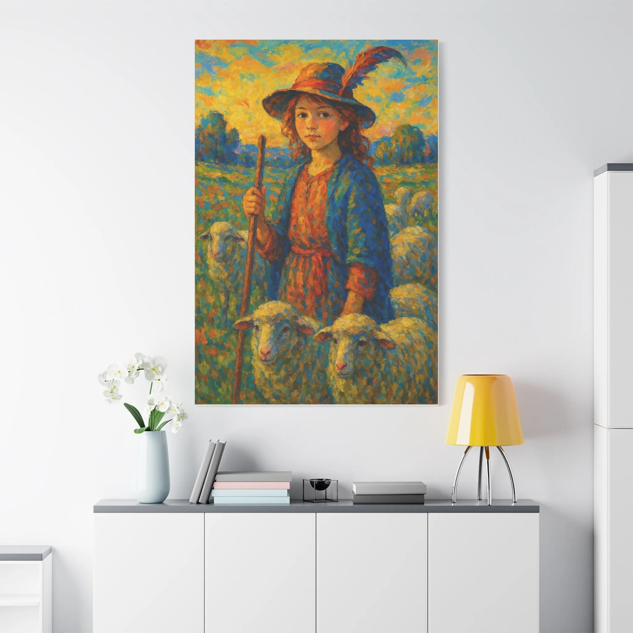 Vibrant Sheep Girl Canvas Art - Stretched Wall Decor, Gifts for friends, Gifts for love ones, Home decoration, Office decoration