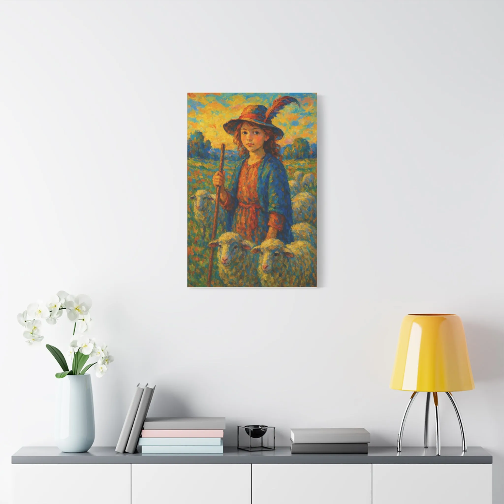 Vibrant Sheep Girl Canvas Art - Stretched Wall Decor, Gifts for friends, Gifts for love ones, Home decoration, Office decoration