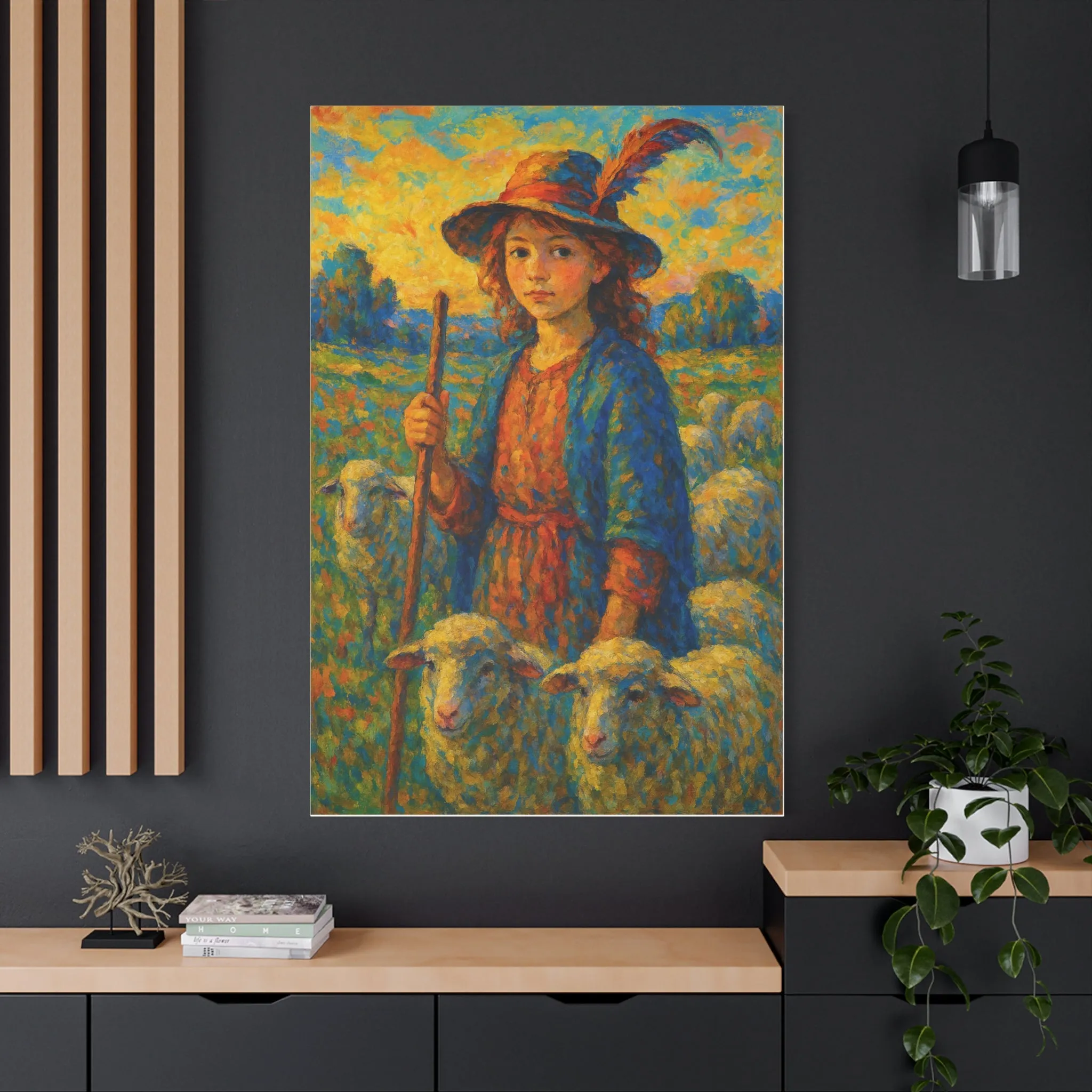 Vibrant Sheep Girl Canvas Art - Stretched Wall Decor, Gifts for friends, Gifts for love ones, Home decoration, Office decoration