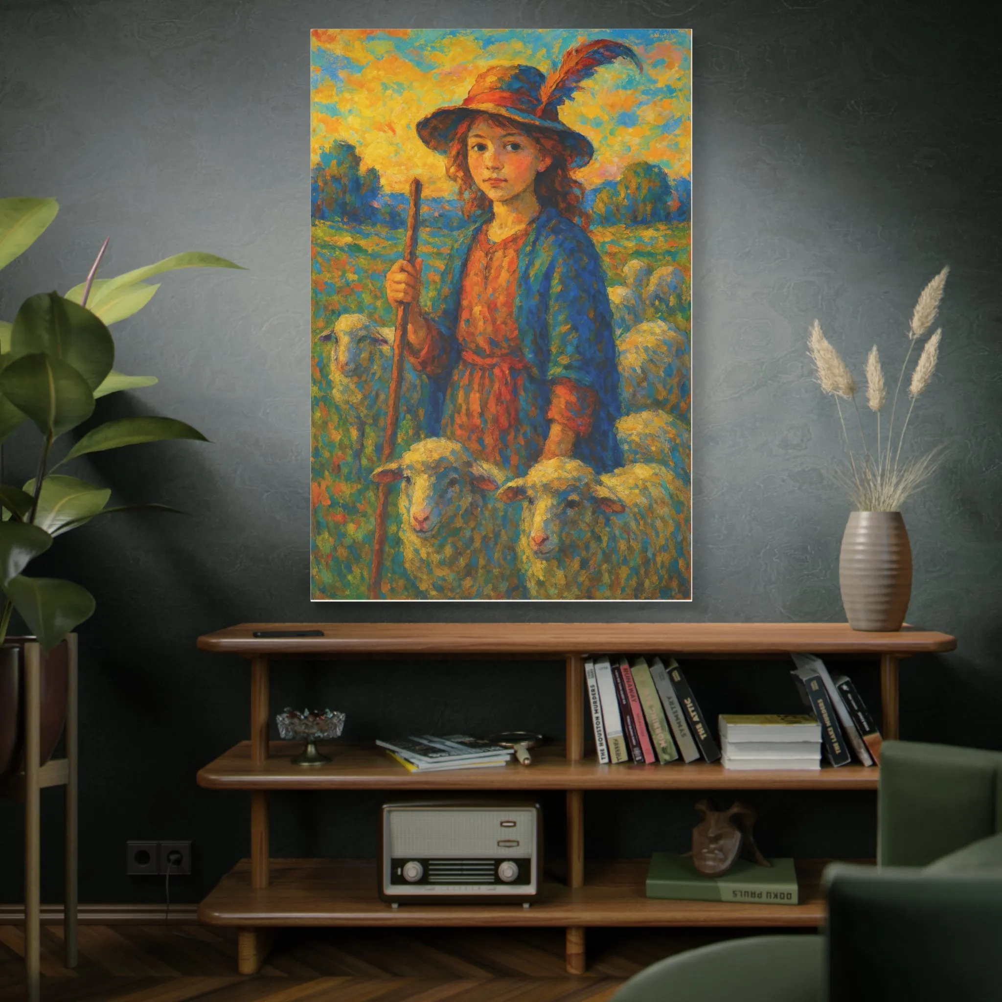 Vibrant Sheep Girl Canvas Art - Stretched Wall Decor, Gifts for friends, Gifts for love ones, Home decoration, Office decoration