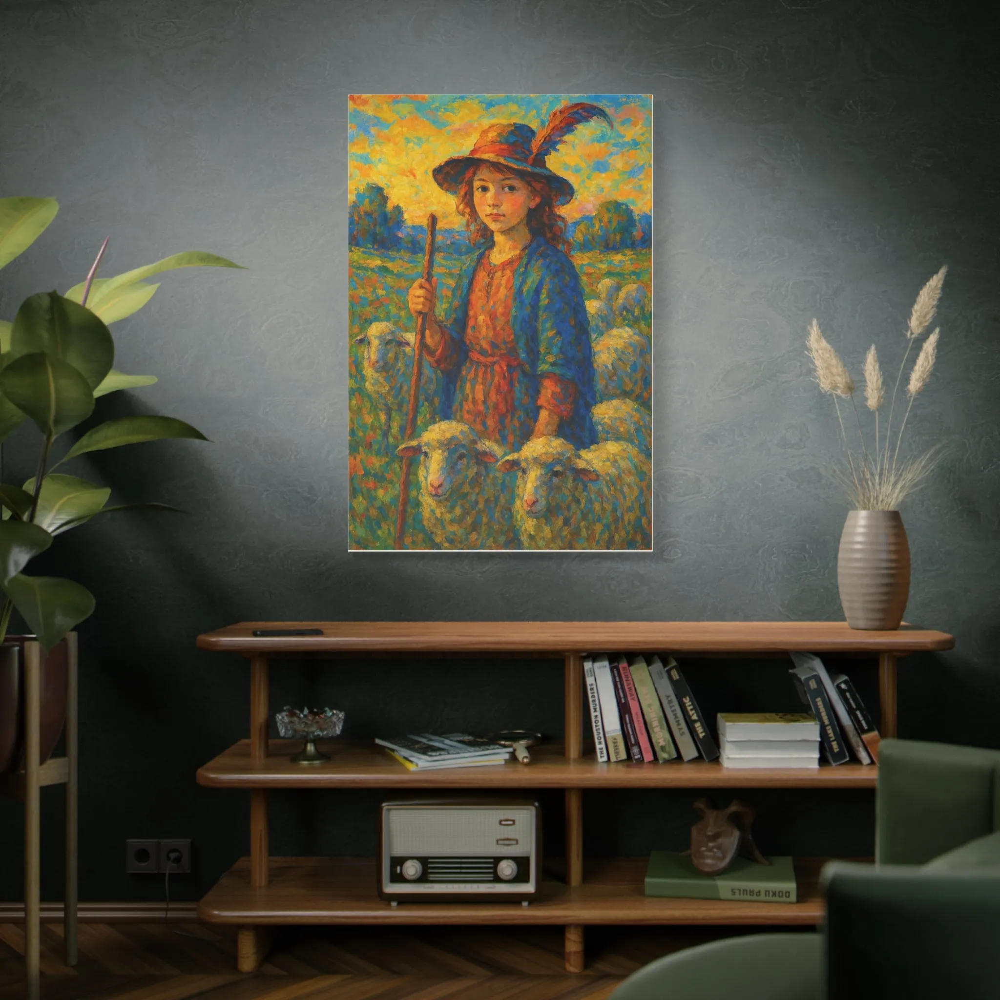 Vibrant Sheep Girl Canvas Art - Stretched Wall Decor, Gifts for friends, Gifts for love ones, Home decoration, Office decoration