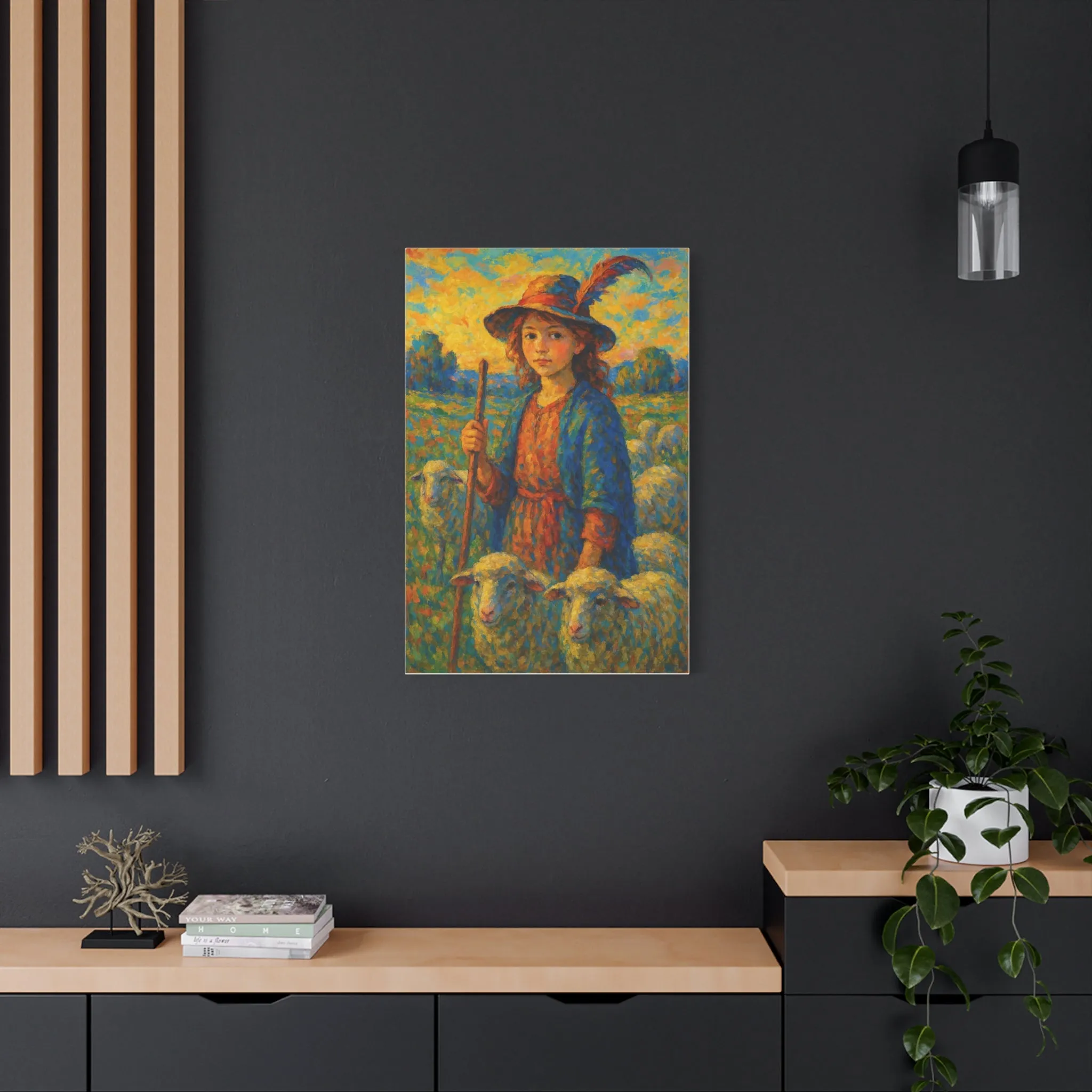 Vibrant Sheep Girl Canvas Art - Stretched Wall Decor, Gifts for friends, Gifts for love ones, Home decoration, Office decoration