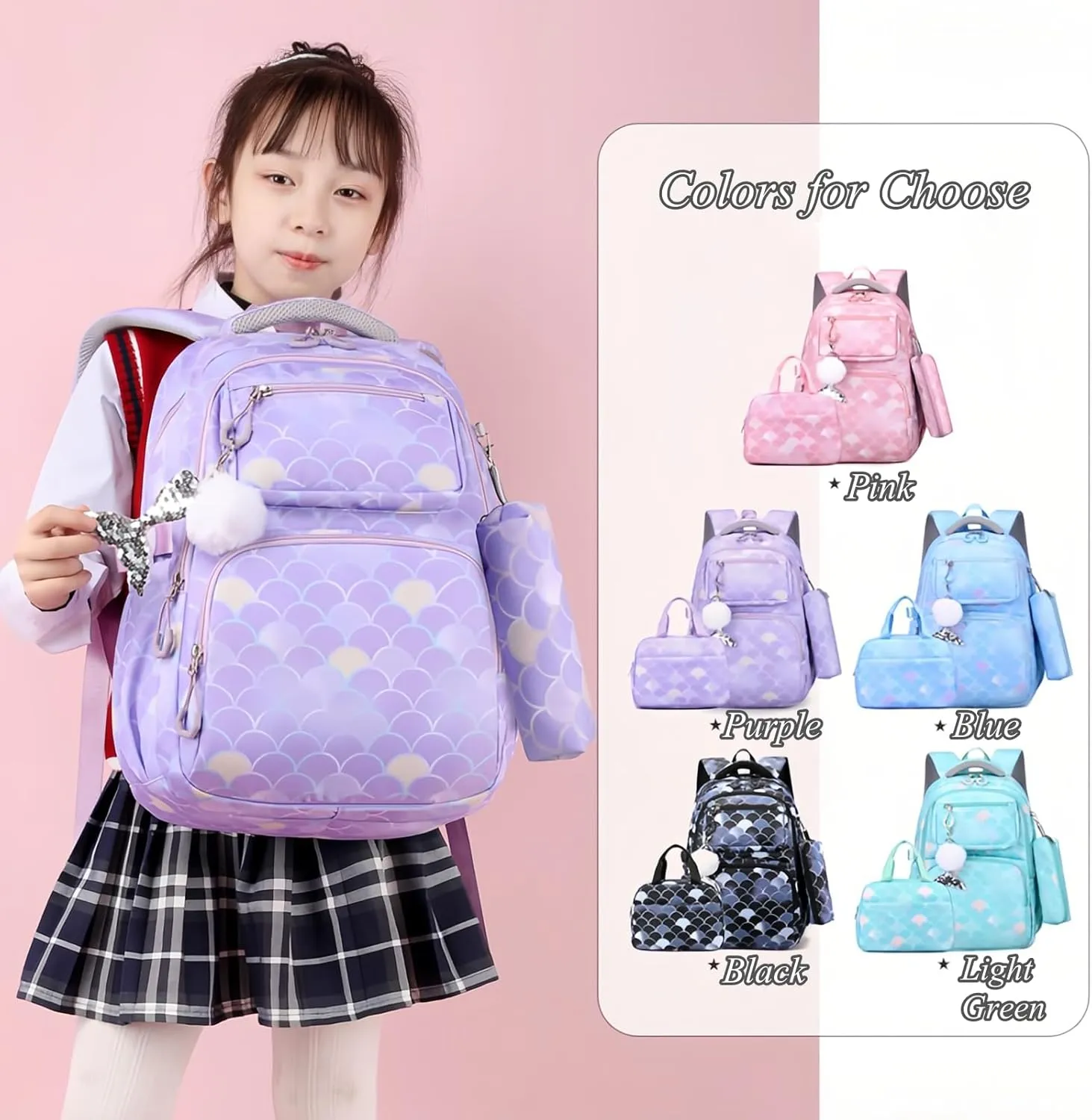 VIDOSCLA Kids Girls Elementary Backpack Students Book Bag Colorful School Bag for Girls