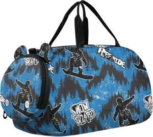 VIGTRO Abstract Bright Snowboarders Kids Overnight Travel Duffel Bag Sport Gym Bag for Boys Girls with Shoe Compartment, Carry On Weekender Luggage Bag for Dance Swim Yoga