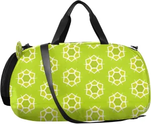 VIGTRO Bright Lime Green Geometric Kids Overnight Travel Duffel Bag Sport Gym Bag for Boys Girls with Shoe Compartment, Carry On Weekender Luggage Bag for Dance Swim Yoga
