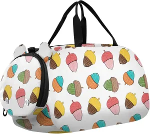 VIGTRO Colorful Nuts Squirrel Food Kids Overnight Travel Duffel Bag Sport Gym Bag for Boys Girls with Shoe Compartment, Carry On Weekender Luggage Bag for Dance Swim Yoga