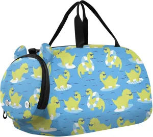 VIGTRO Dinosaurs Swimming Summer Kids Overnight Travel Duffel Bag Sport Gym Bag for Boys Girls with Shoe Compartment, Carry On Weekender Luggage Bag for Dance Swim Yoga