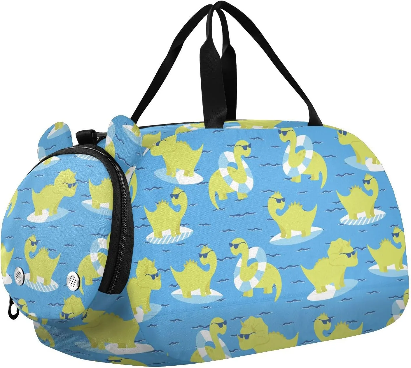 VIGTRO Dinosaurs Swimming Summer Kids Overnight Travel Duffel Bag Sport Gym Bag for Boys Girls with Shoe Compartment, Carry On Weekender Luggage Bag for Dance Swim Yoga