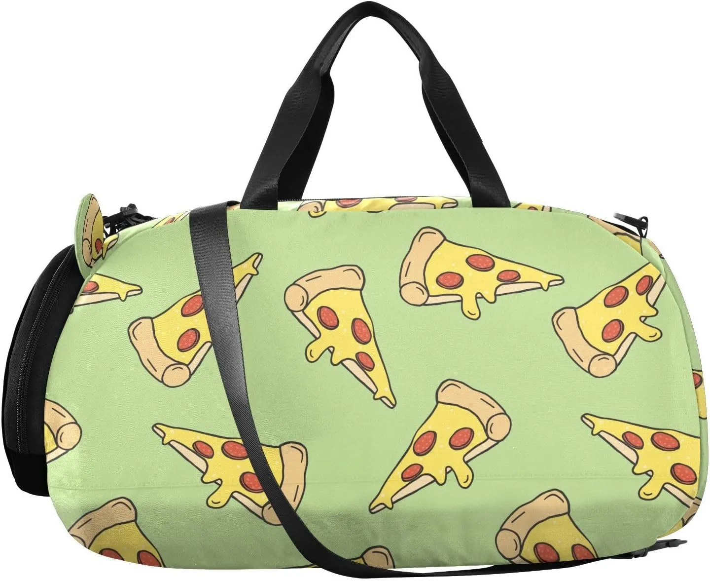 VIGTRO Fast Food Pizza Pattern Kids Overnight Travel Duffel Bag Sport Gym Bag for Boys Girls with Shoe Compartment, Carry On Weekender Luggage Bag for Dance Swim Yoga