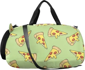 VIGTRO Fast Food Pizza Pattern Kids Overnight Travel Duffel Bag Sport Gym Bag for Boys Girls with Shoe Compartment, Carry On Weekender Luggage Bag for Dance Swim Yoga