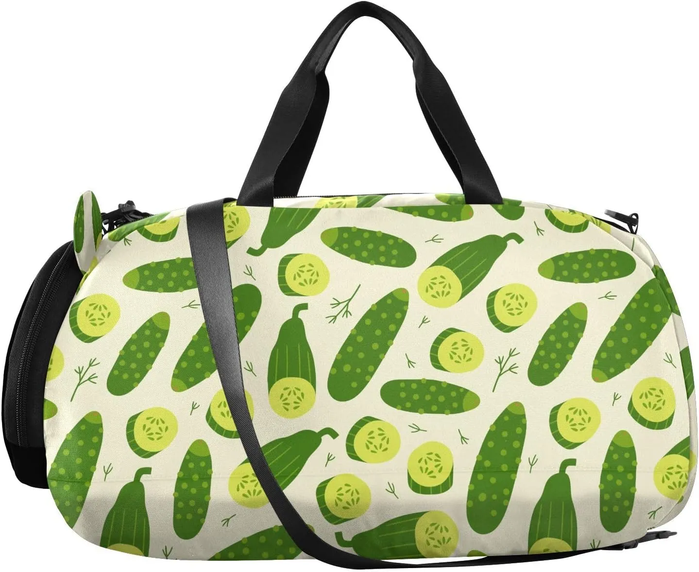 VIGTRO Fresh Cucumber Vegetables Kids Overnight Travel Duffel Bag Sport Gym Bag for Boys Girls with Shoe Compartment, Carry On Weekender Luggage Bag for Dance Swim Yoga
