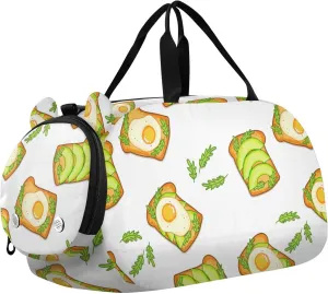 VIGTRO Fruit Avocado Eggs Toast Kids Overnight Travel Duffel Bag Sport Gym Bag for Boys Girls with Shoe Compartment, Carry On Weekender Luggage Bag for Dance Swim Yoga