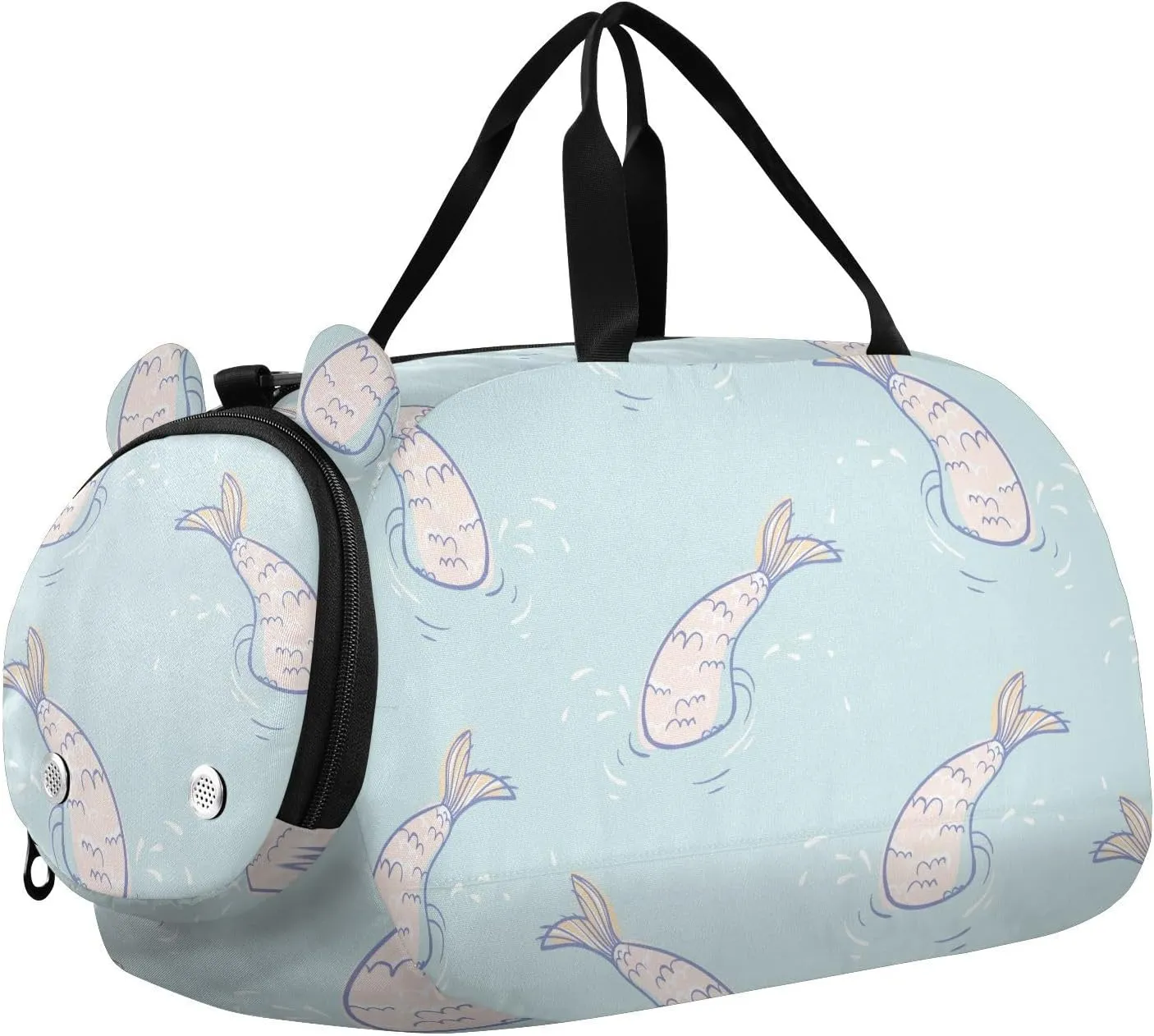 VIGTRO Jumping Fish Pattern Kids Overnight Travel Duffel Bag Sport Gym Bag for Boys Girls with Shoe Compartment, Carry On Weekender Luggage Bag for Dance Swim Yoga