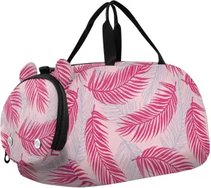 VIGTRO Jungle Kids Overnight Travel Duffel Bag Sport Gym Bag for Boys Girls with Shoe Compartment, Palm Leave Carry On Weekender Luggage Bag for Dance Swim Yoga