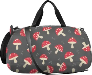 VIGTRO Magic Trippy Mushrooms Boys Girls Sports Travel Duffel Bags with Shoes Compartment, Weekender Overnight Gym Bag for Swimming, Dancing, Outing