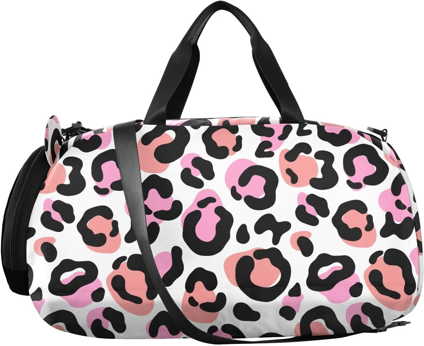 VIGTRO Modern Leopard Color Fur Kids Overnight Travel Duffel Bag Sport Gym Bag for Boys Girls with Shoe Compartment, Carry On Weekender Luggage Bag for Dance Swim Yoga